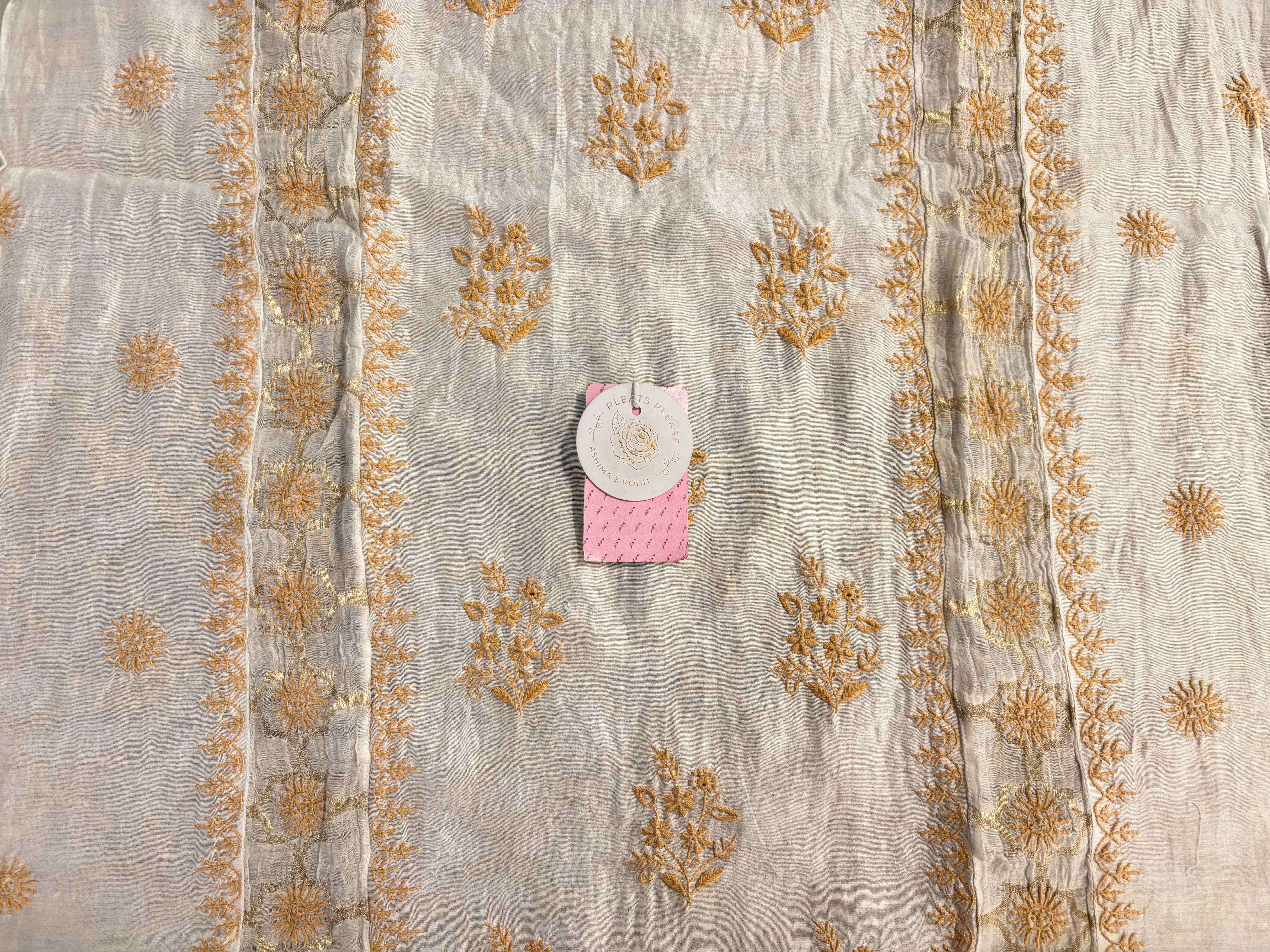 Dyeable Pure Chanderi Chikankari Kurta & Dupatta