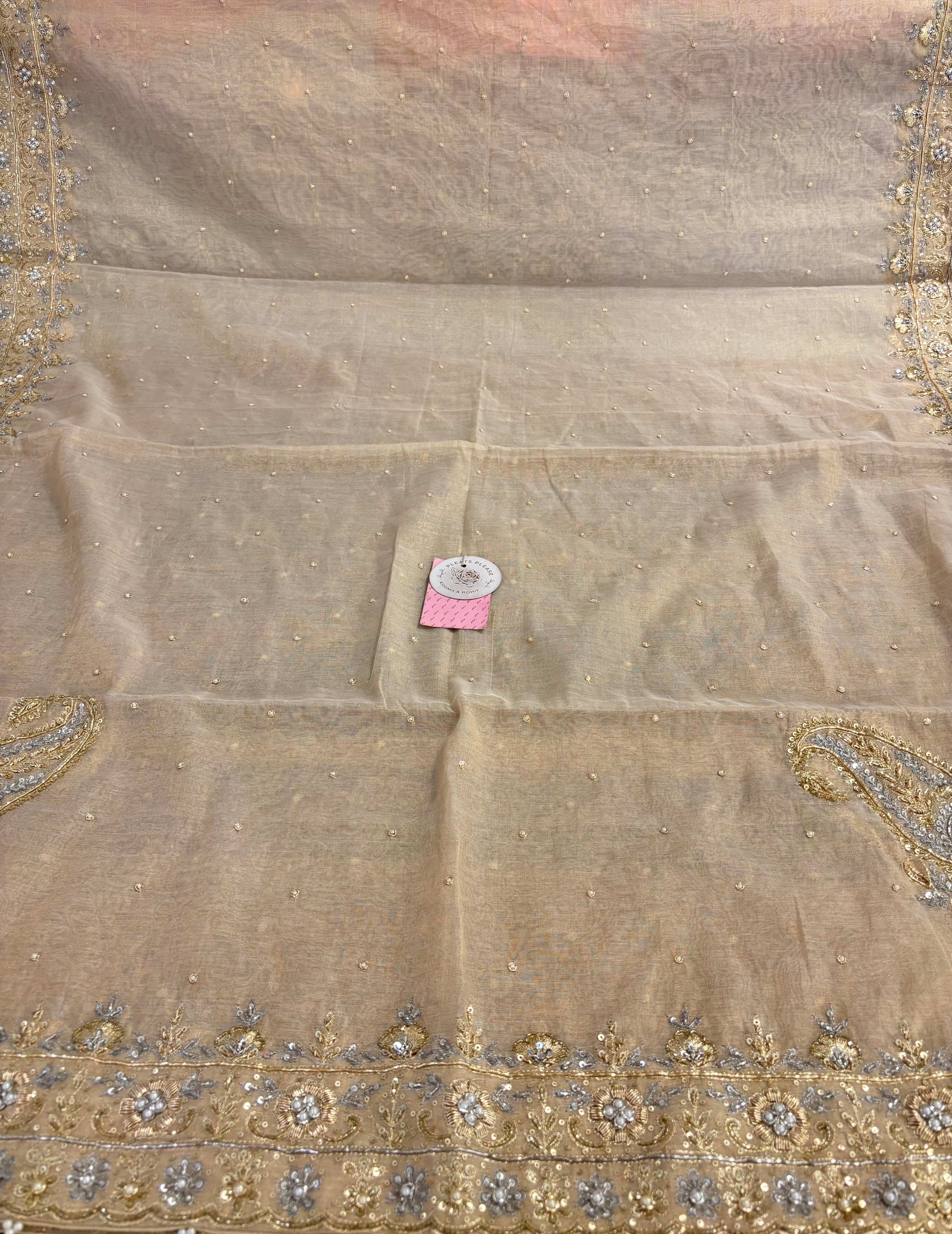 Dyeable Pure & Premium Tissue Zardozi Dupatta