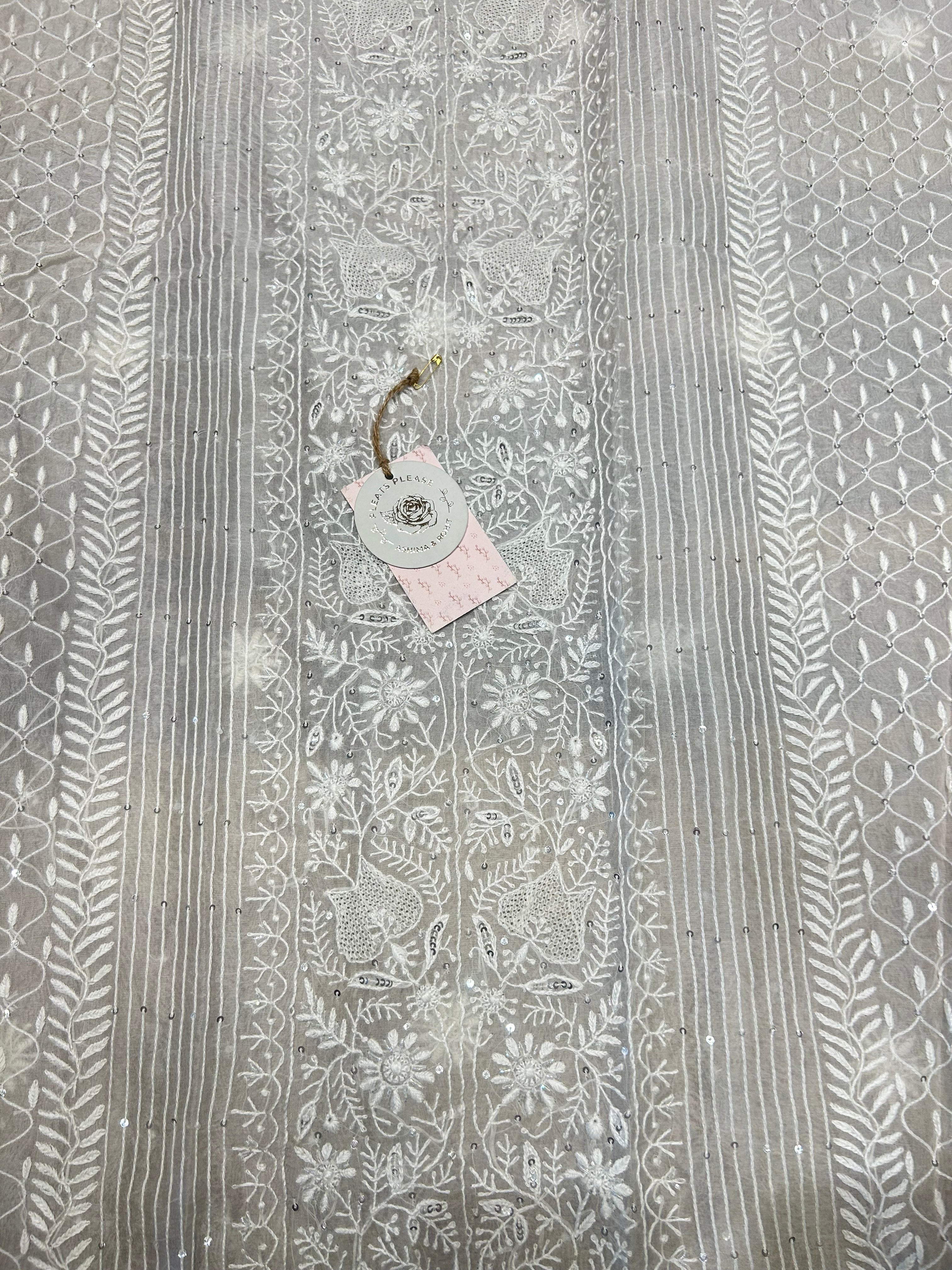 Dyeable Chikankari Organza Kurta & Dupatta set