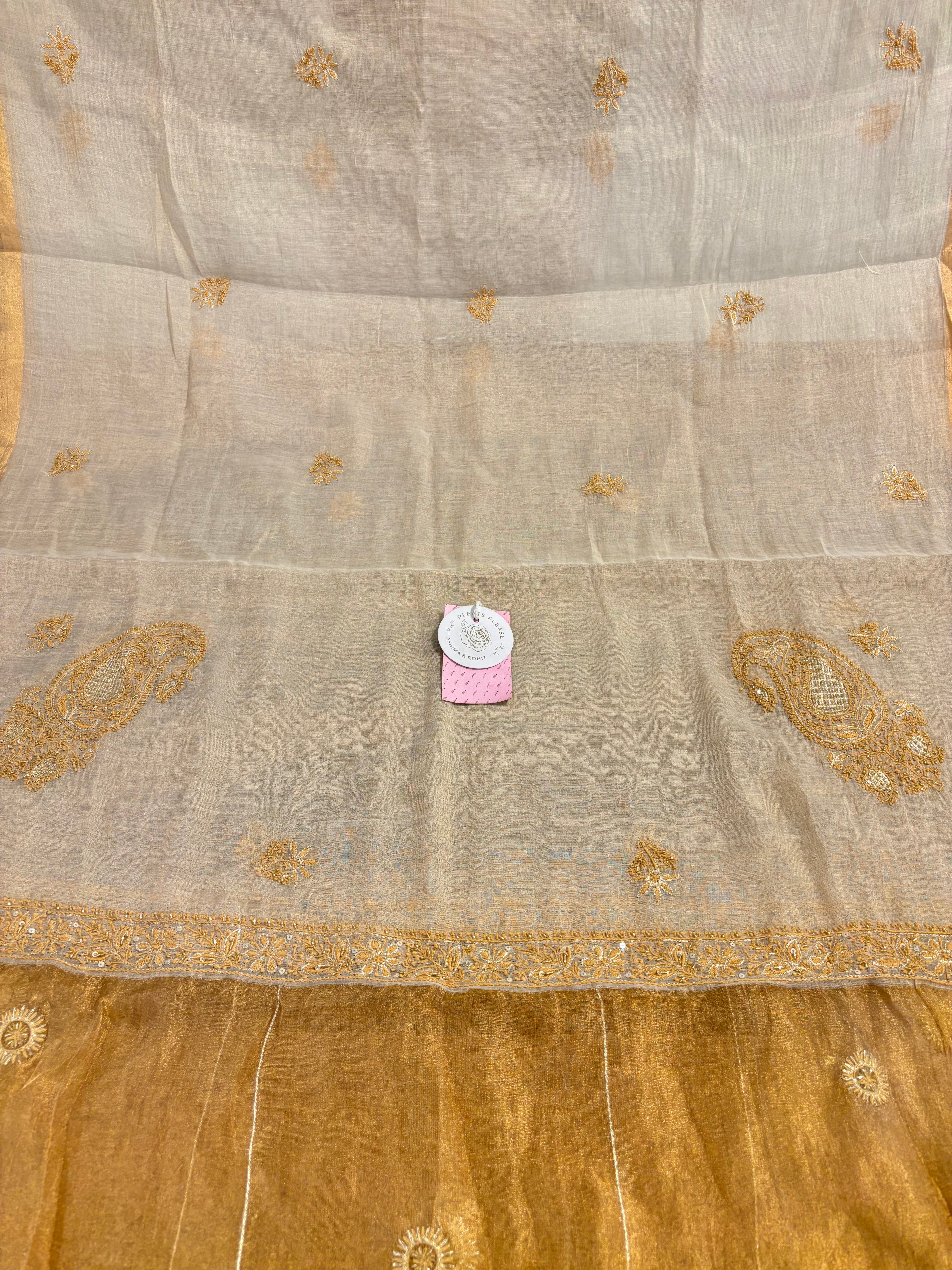 Dyeable Pure Tissue Chikankari Kurta & Dupatta