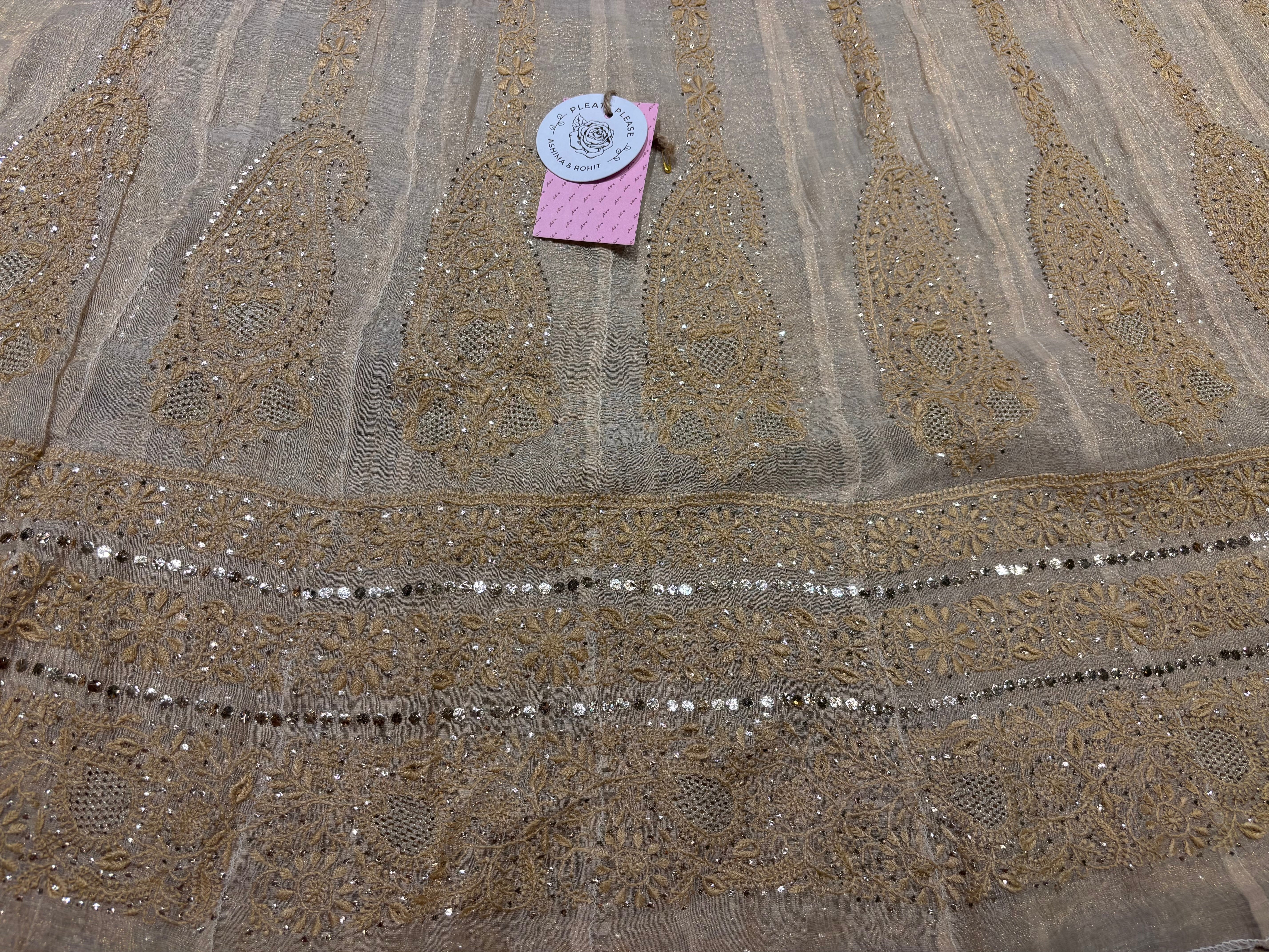 Dyeable Pure and Premium Tissue Chikankari & Mukaish Bajirao Anarkali and Dupatta Set