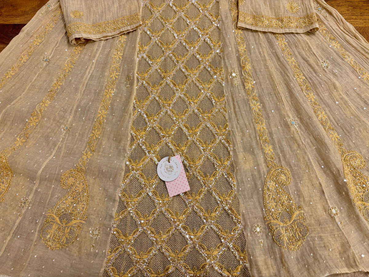 Dyeable Pure & Premium Tissue Chikankari Jaal Anarkali & Dupatta