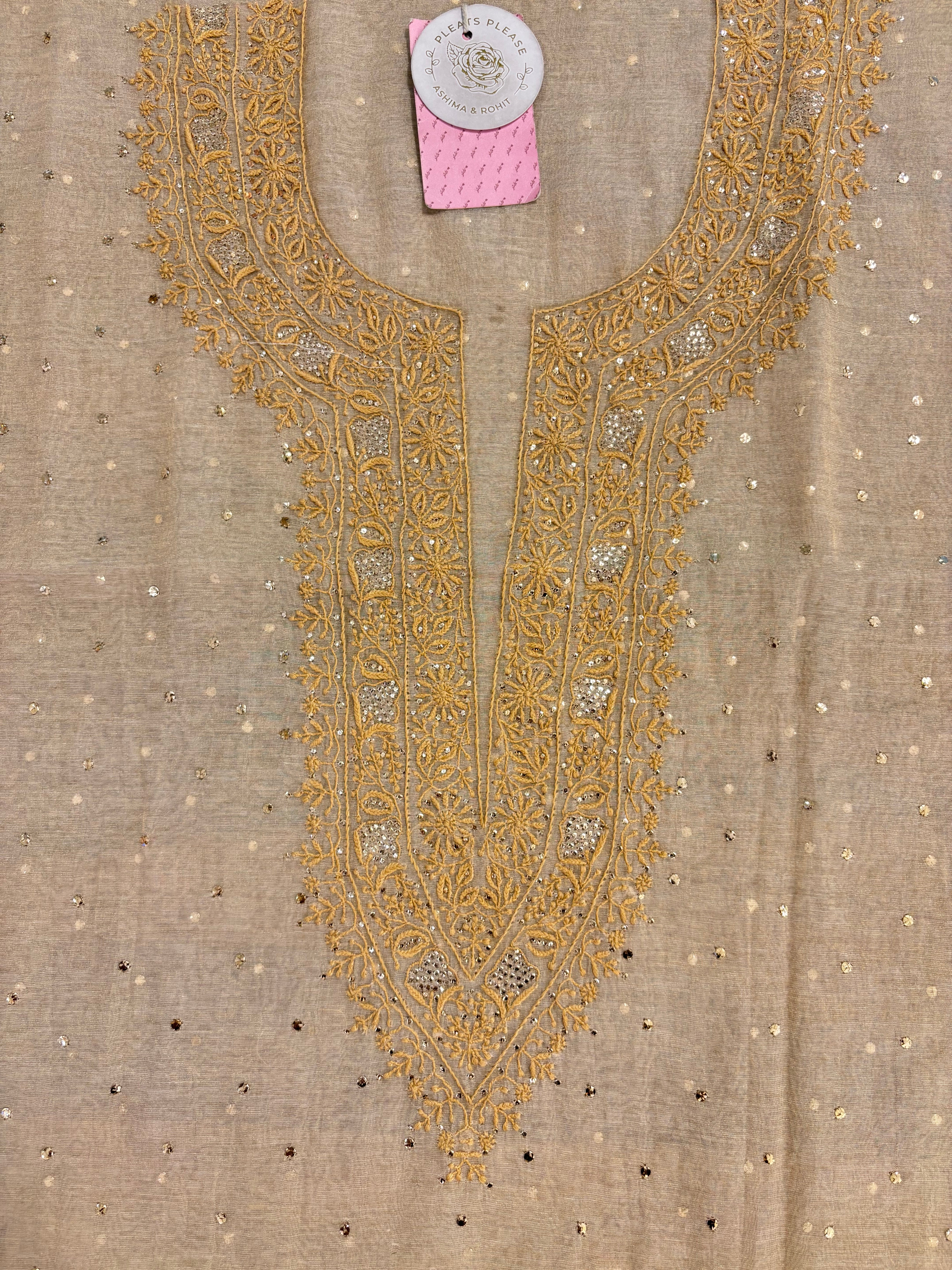 Dyeable Pure & Premium Tissue Mukaish Chikankari Kurta & Dupatta - Pleats PleaseChikankari