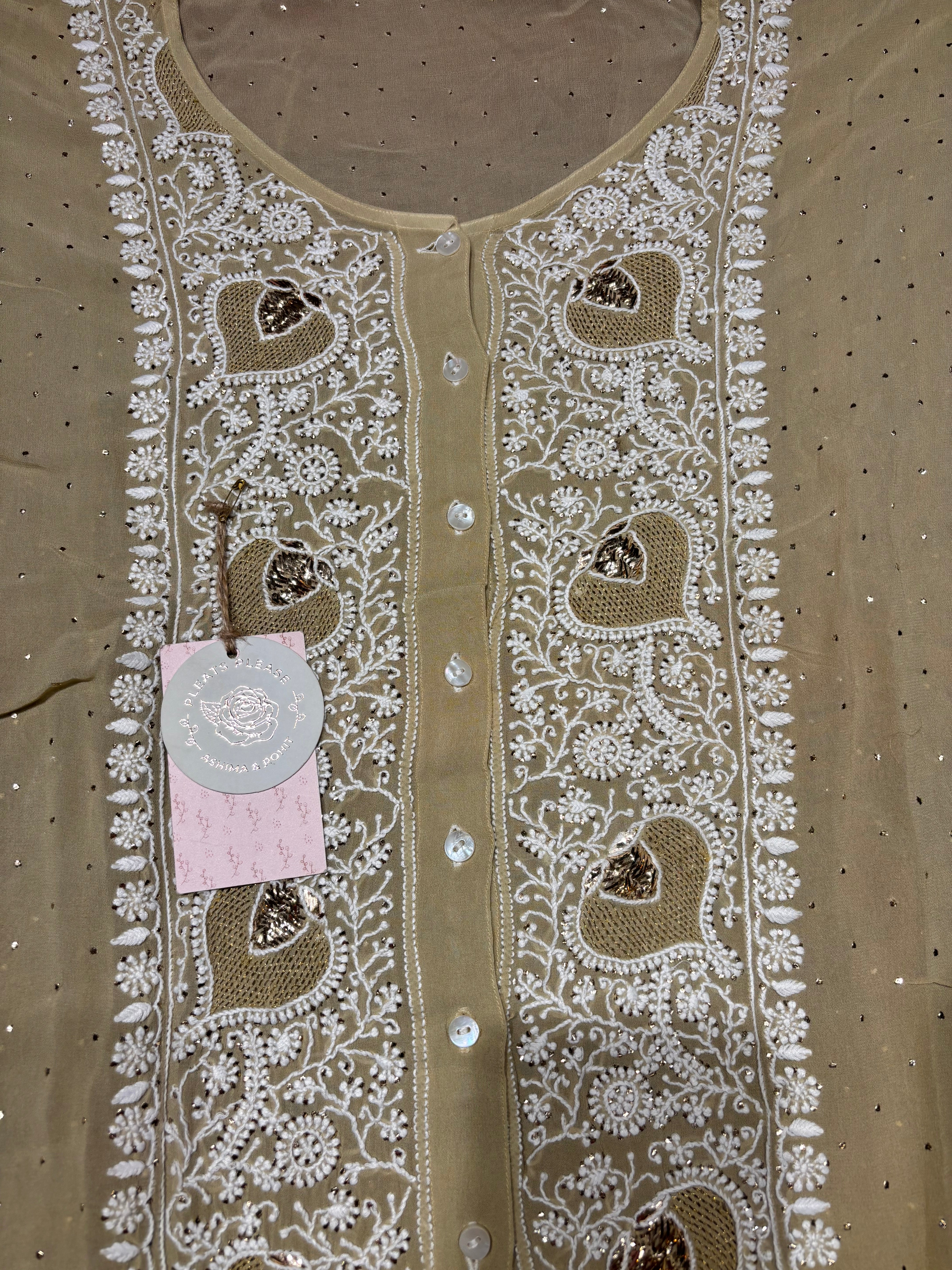 Brown Pure And Premium  Georgette Chikankari Co-ord Set