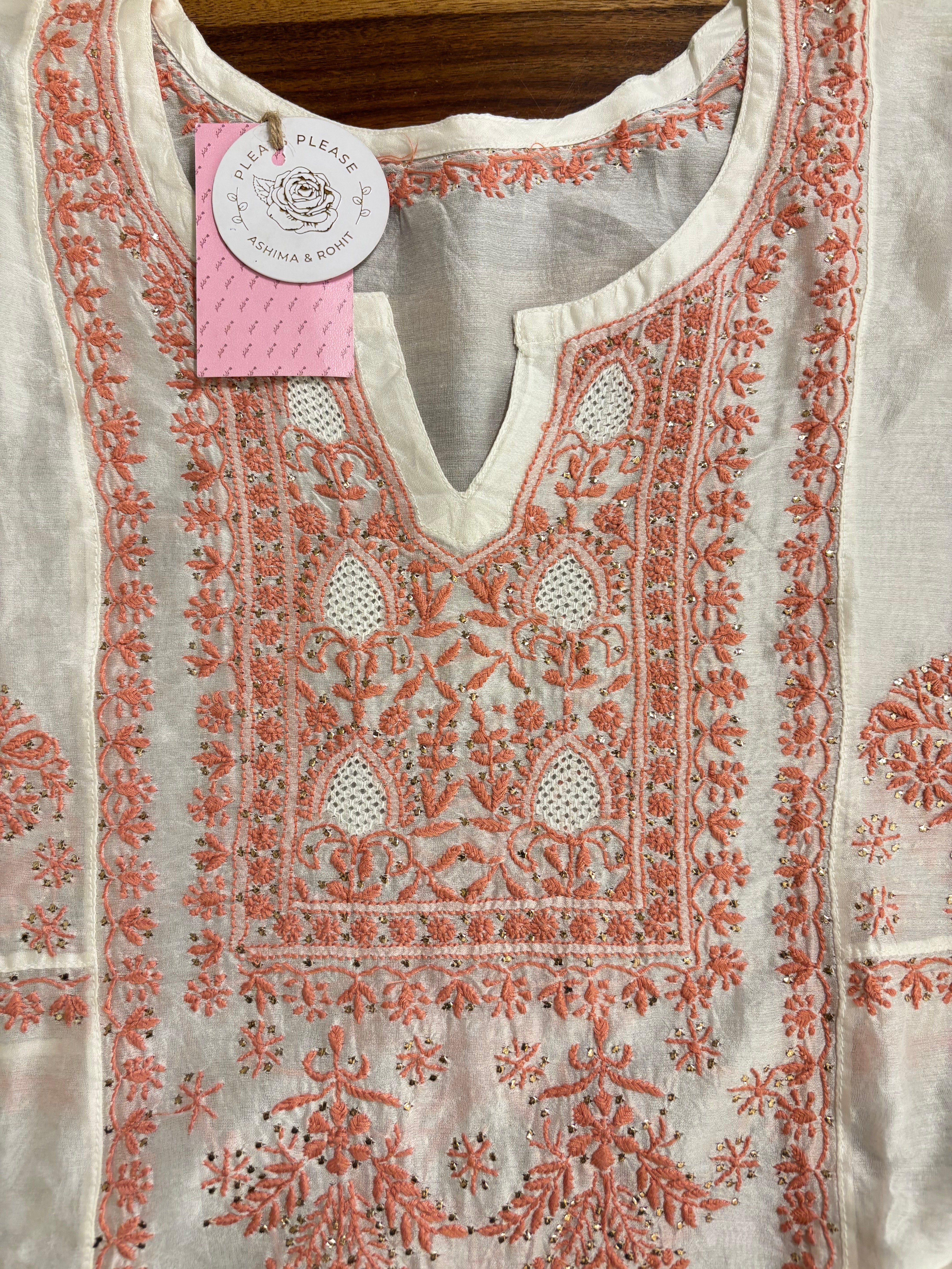 Dyeable Chanderi Chikankari Mukaish Anarkali & Dupatta Set