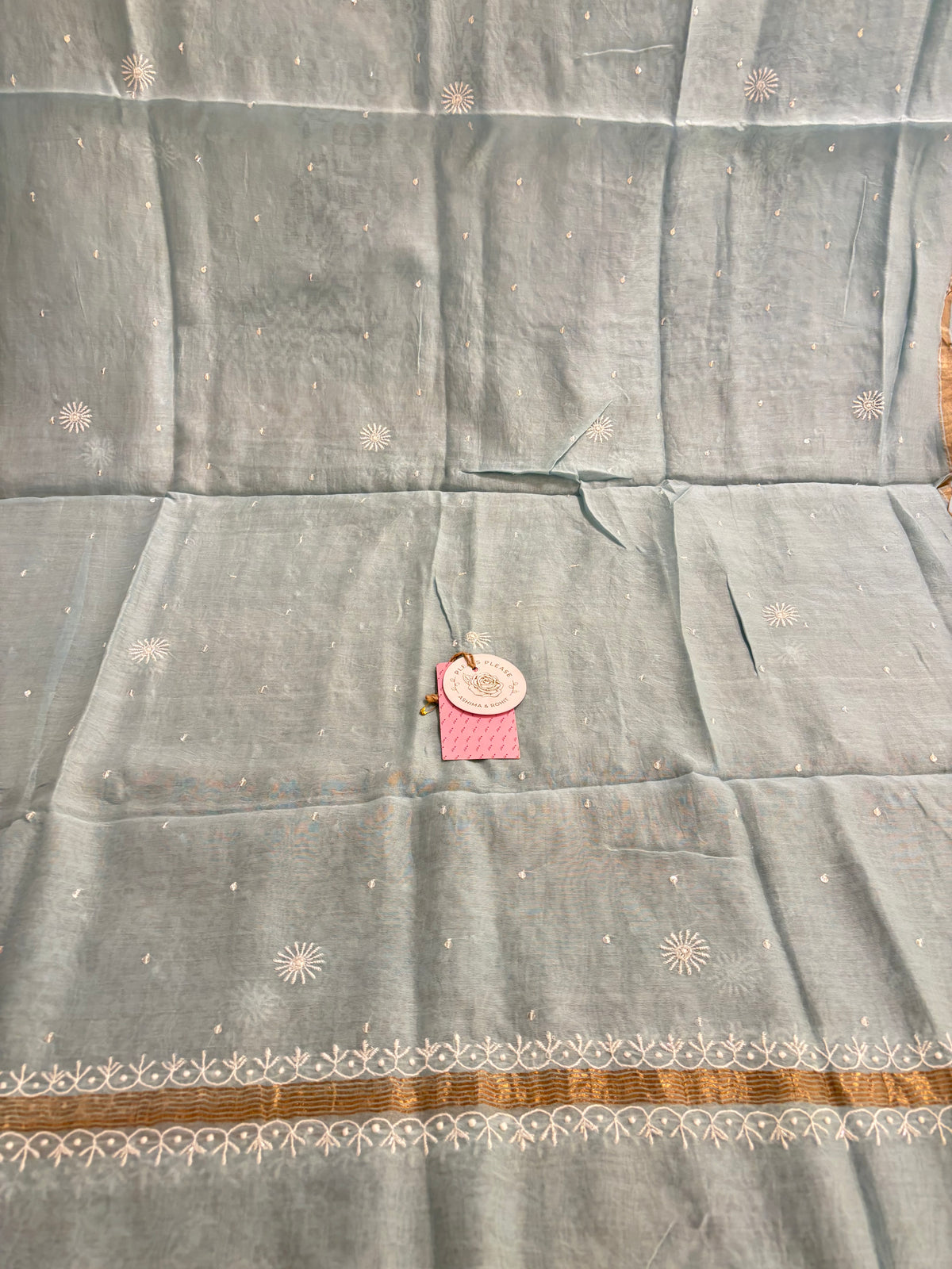 Ice Blue Chanderi Chikankari Kurta & Dupatta