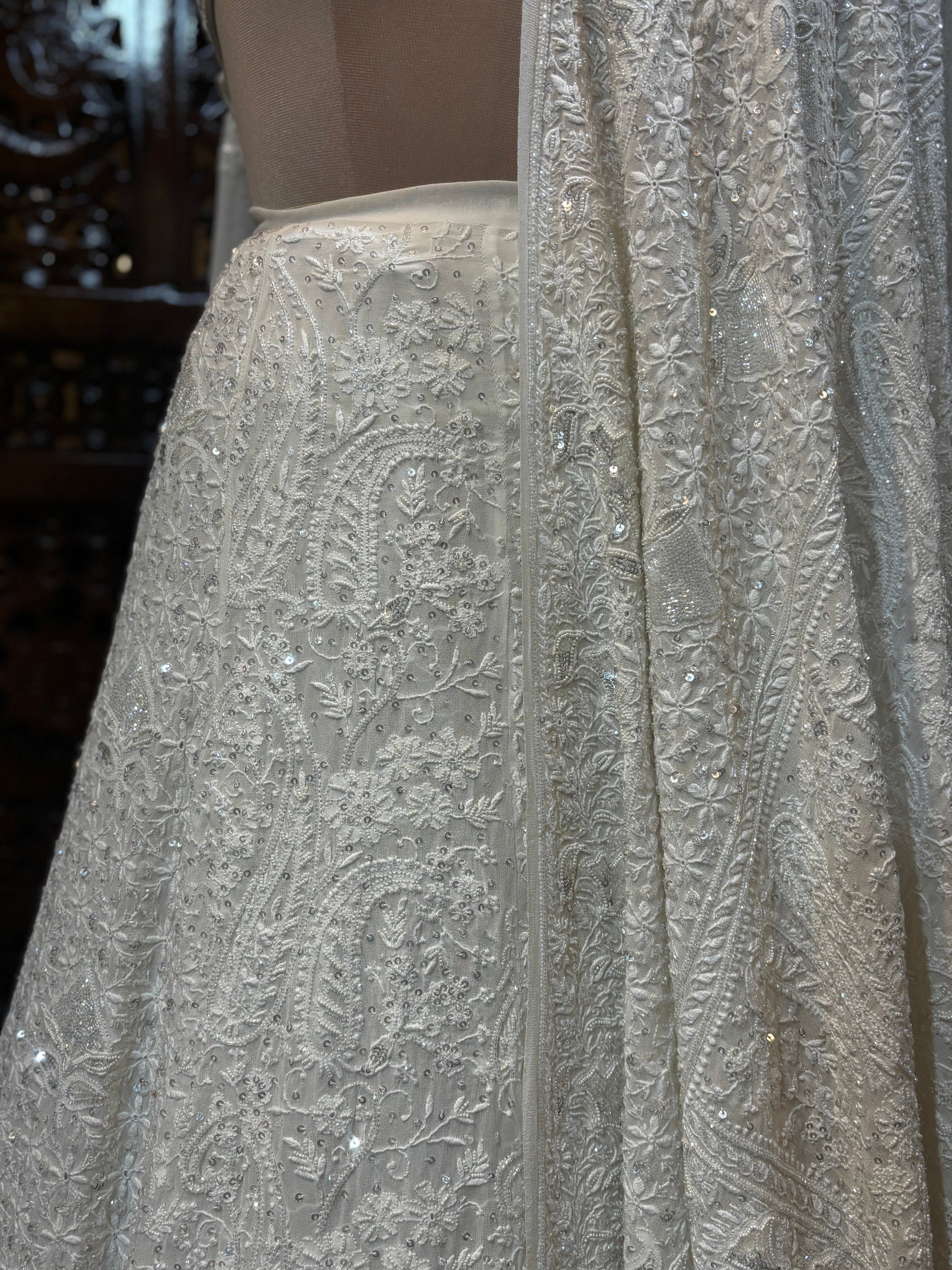 Dyeable Pure & Premium Georgette Chikankari Lehenga Set