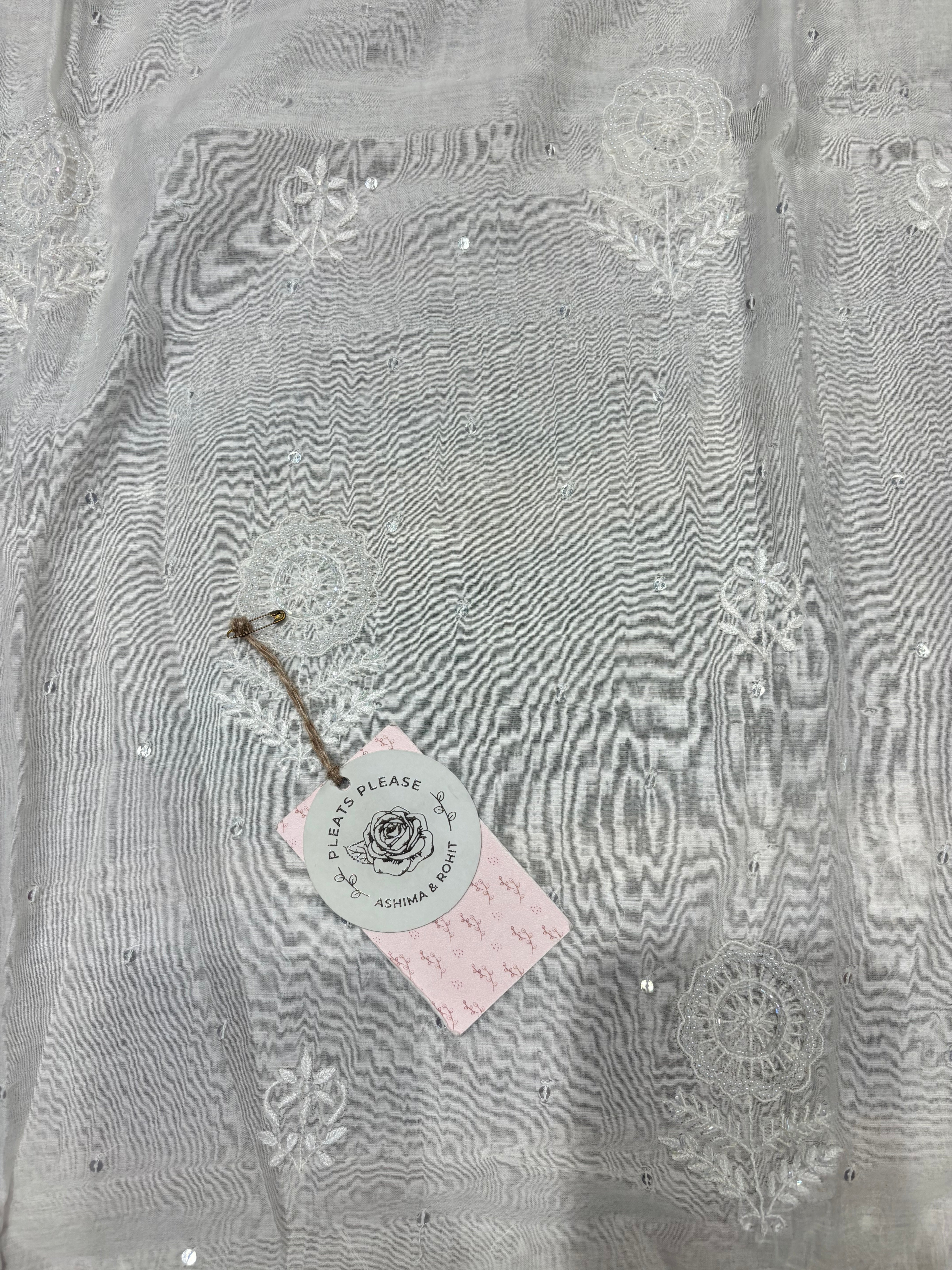 Dyeable Chanderi Mul Chikankari Kurta & Dupatta Set