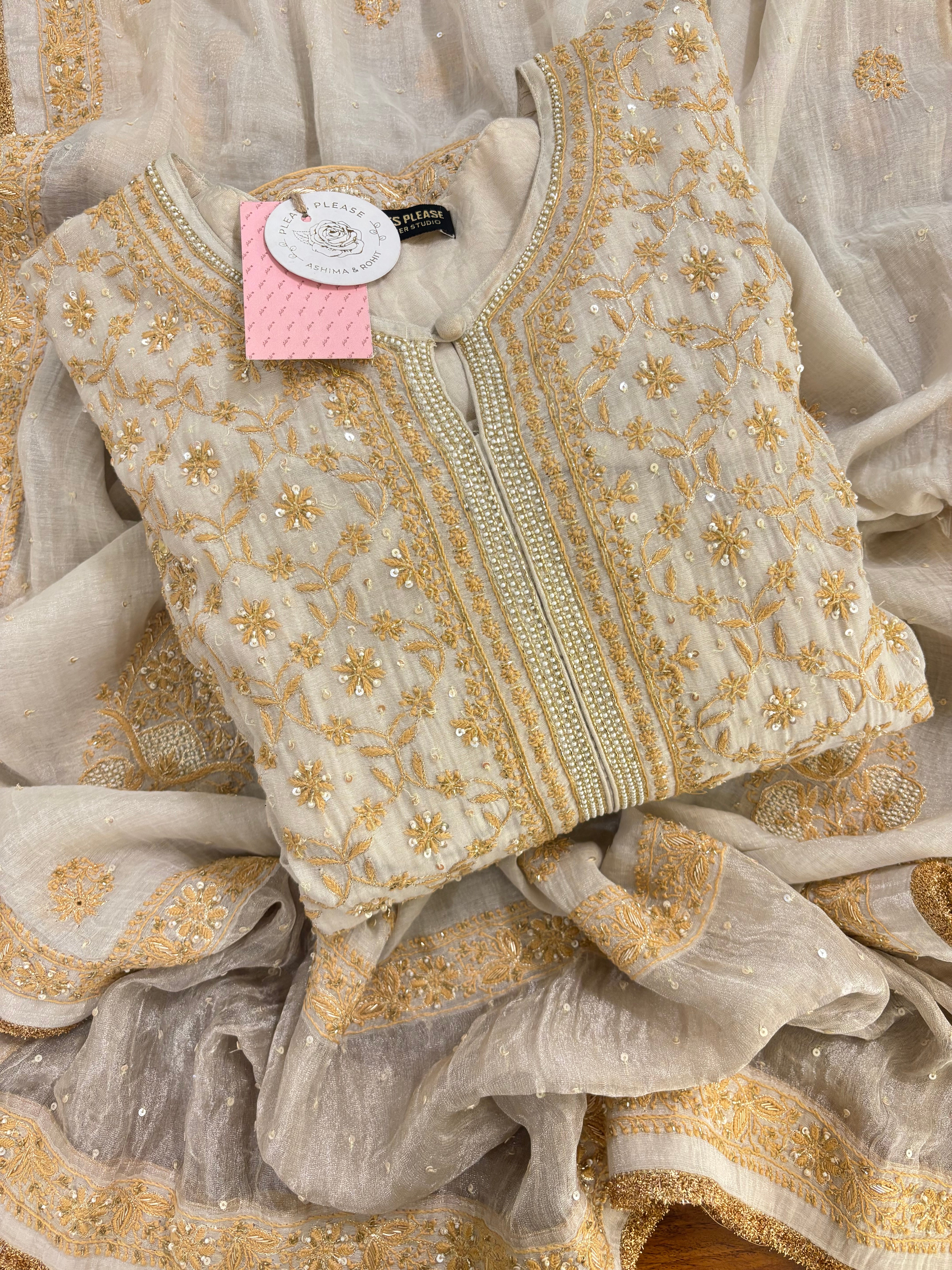 Dyeable Pure & Premium Tissue Chikankari Anarkali & Dupatta
