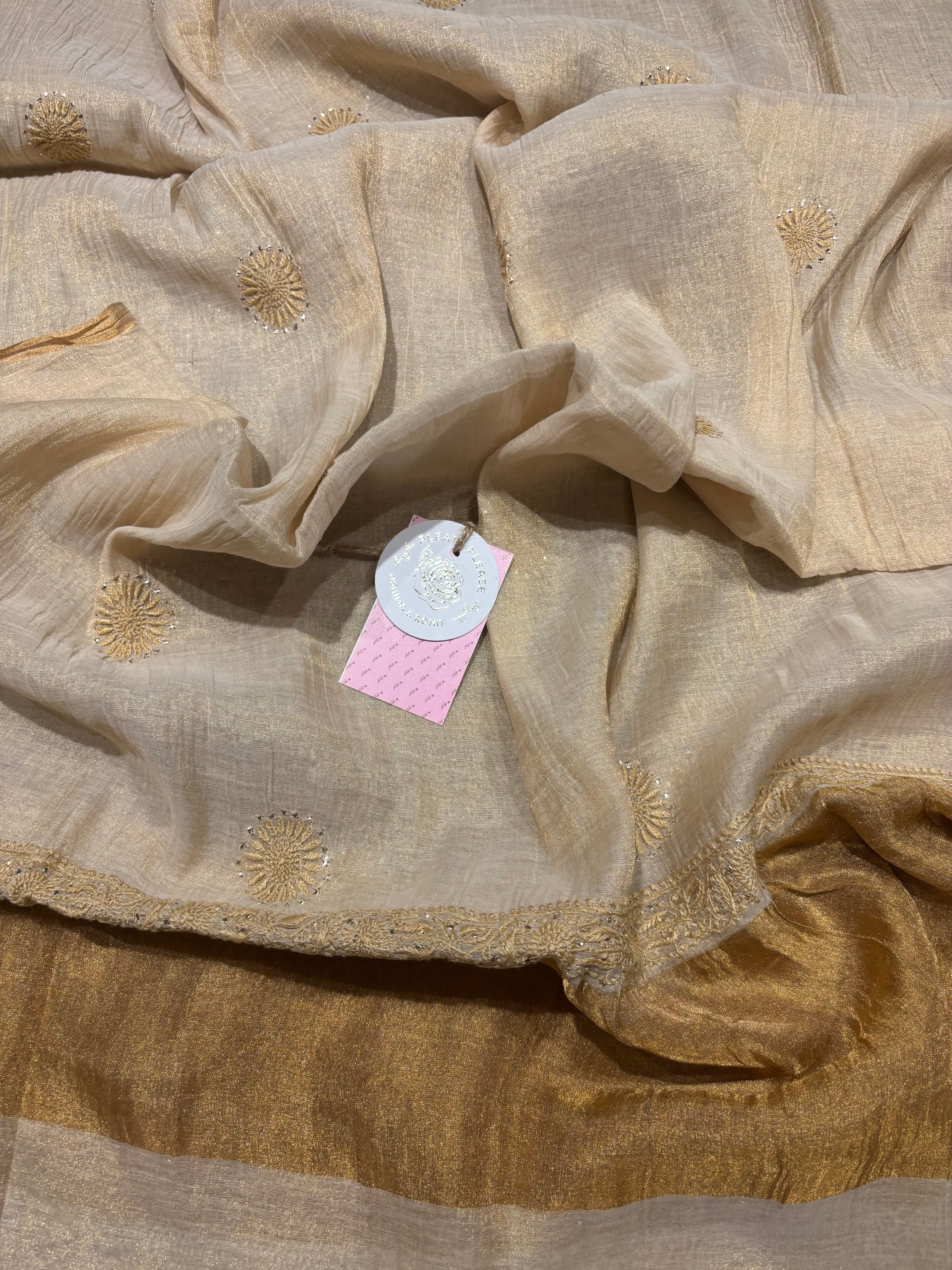 Dyeable Pure and Premium Tissue Chikankari & Mukaish Bajirao Anarkali and Dupatta Set