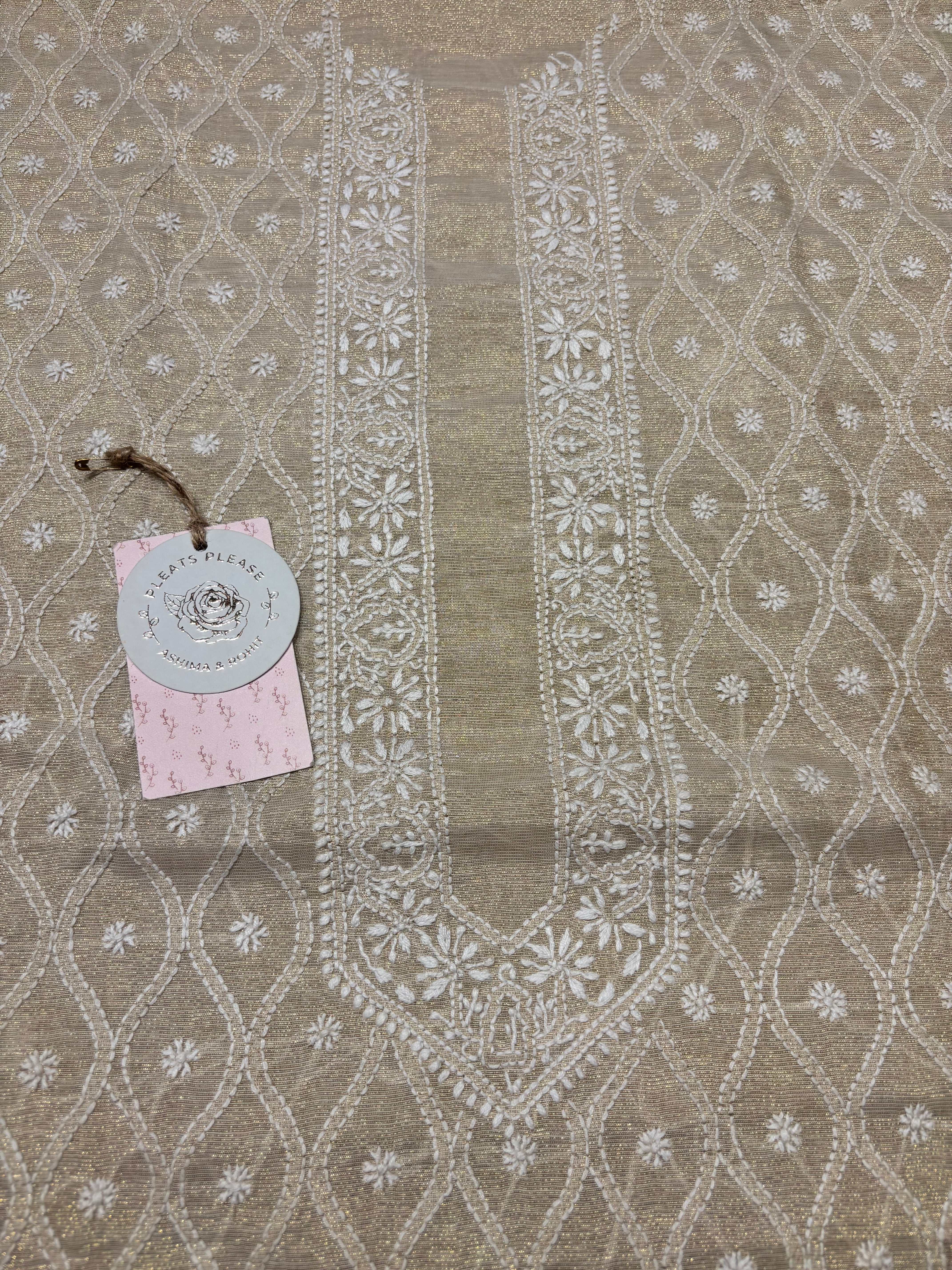 Natural Pure And Premium Tissue Chikankari Men’s Kurta Fabric