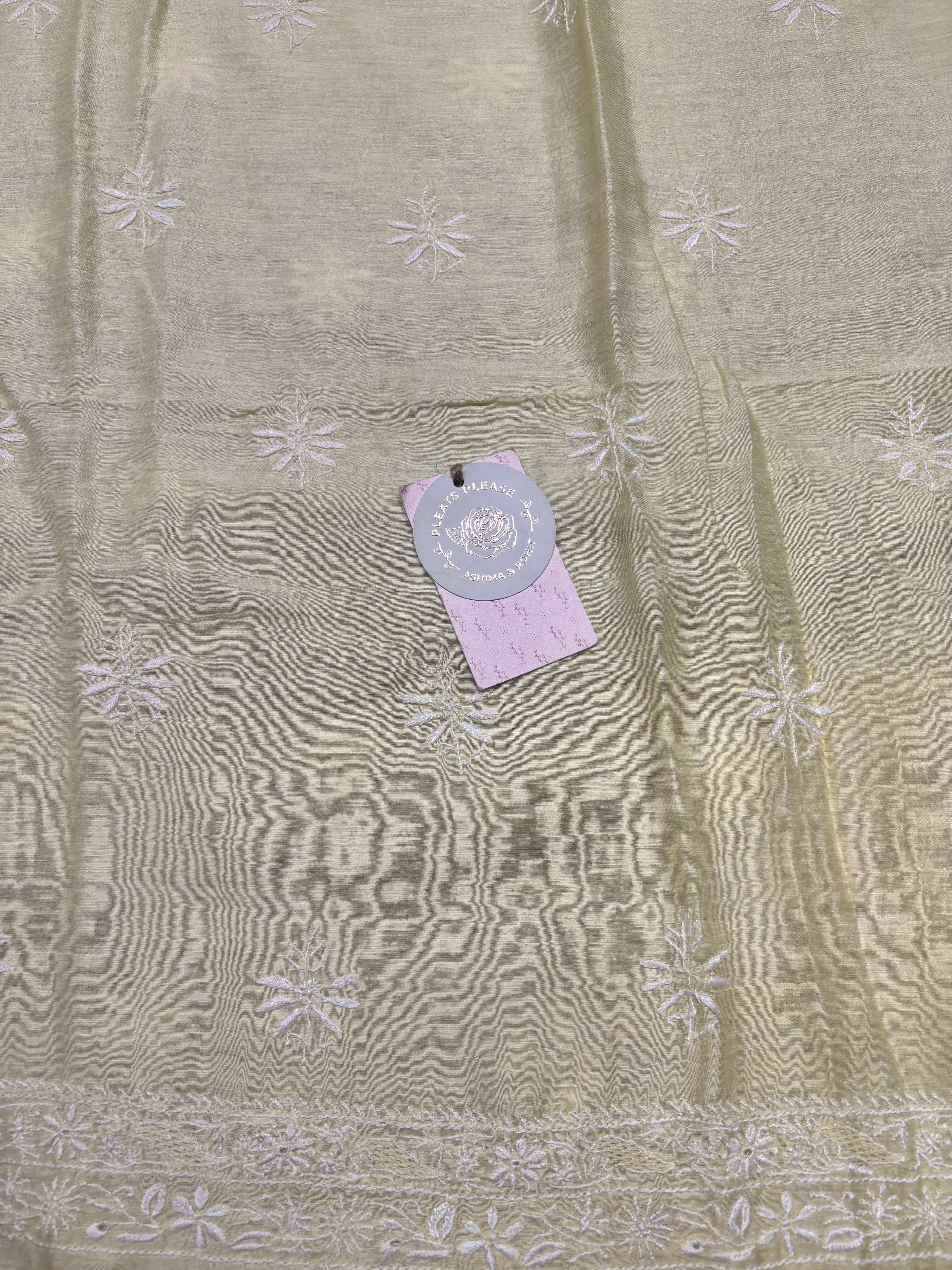 Lemon Yellow Linen Chikankari Men’s Kurta Fabric