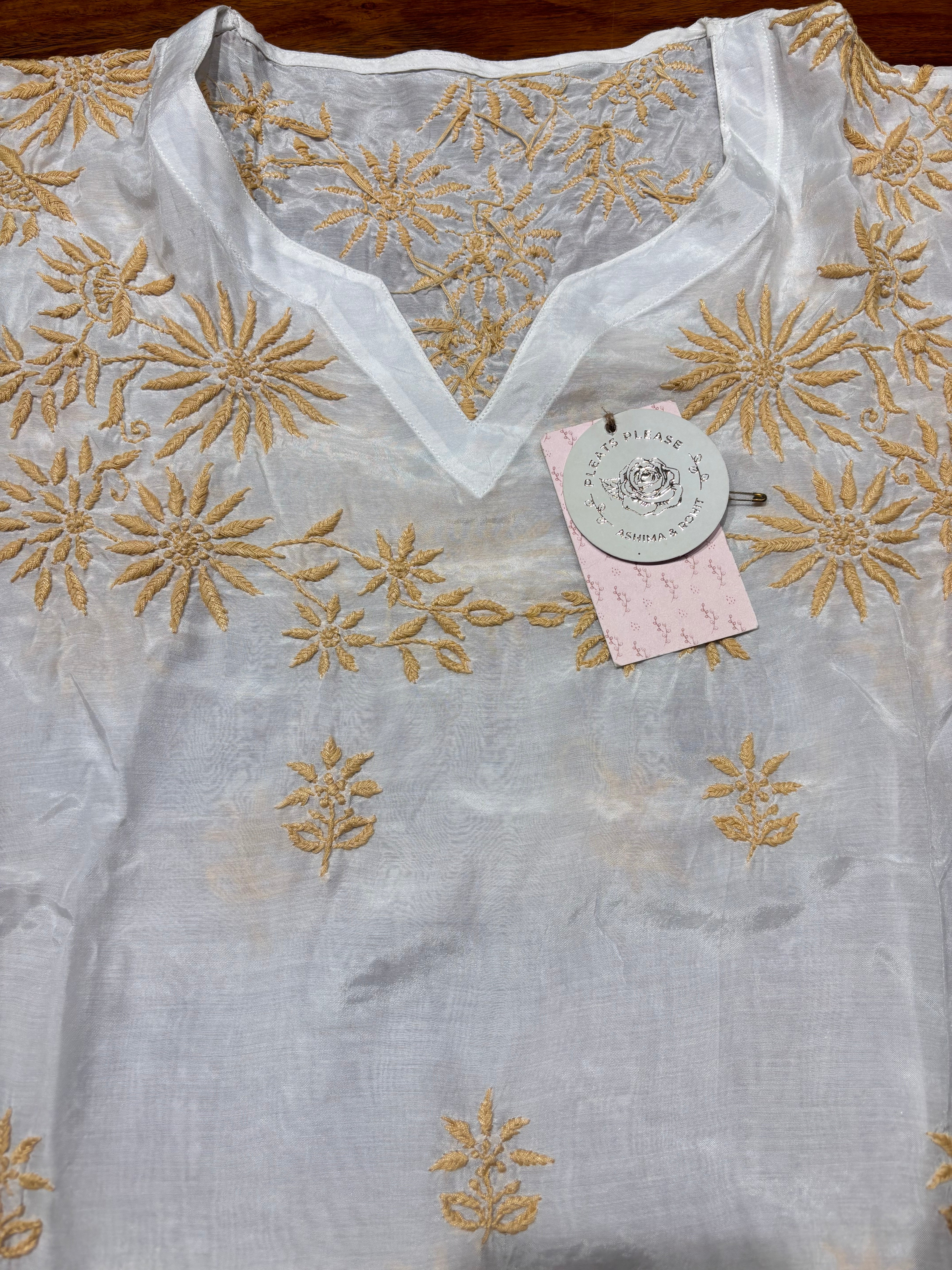 Dyeable Muslin Silk Chikankari Co-ord Set