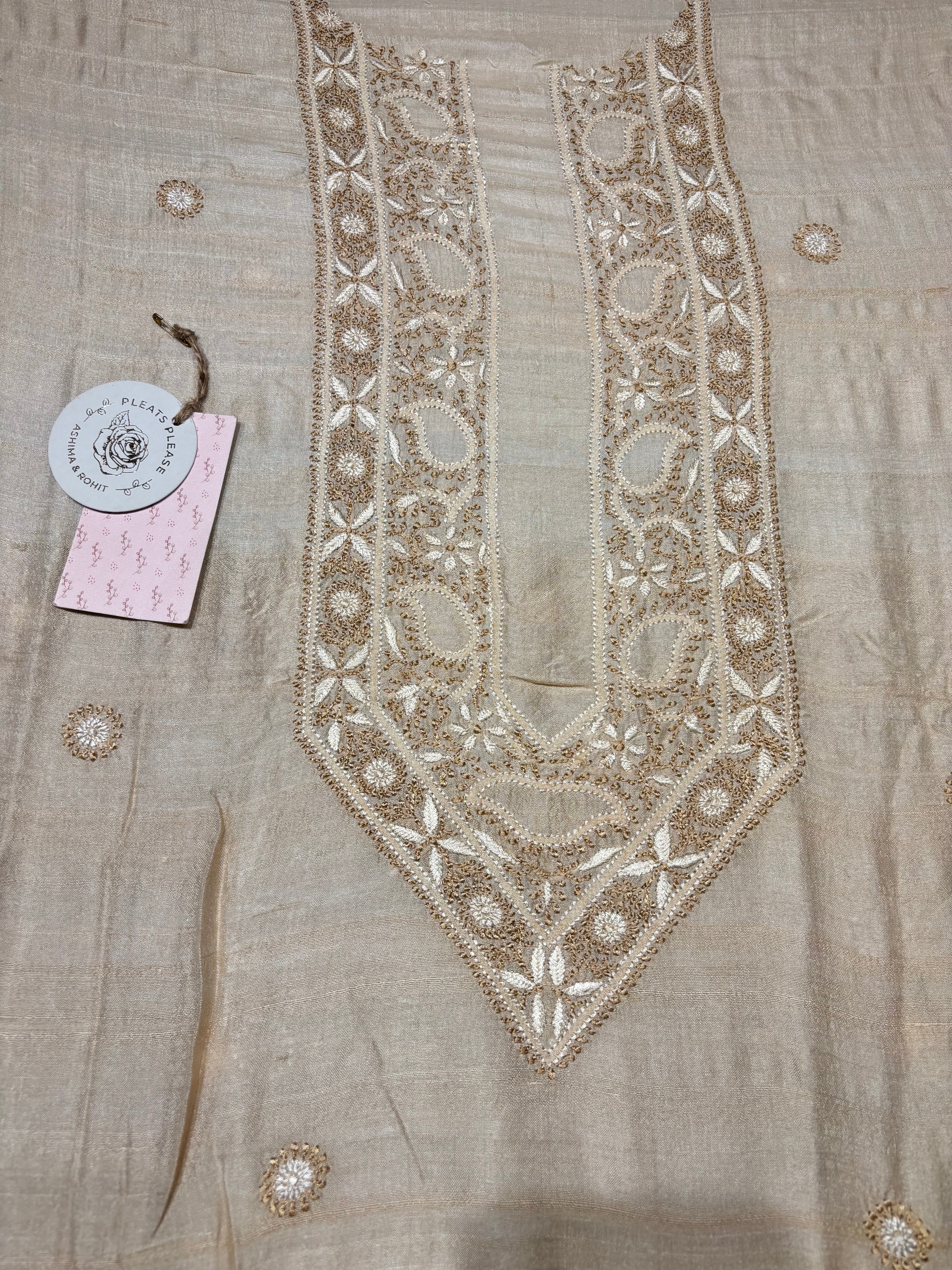 Dyeable Silk Chikankari Men’s Kurta Fabric