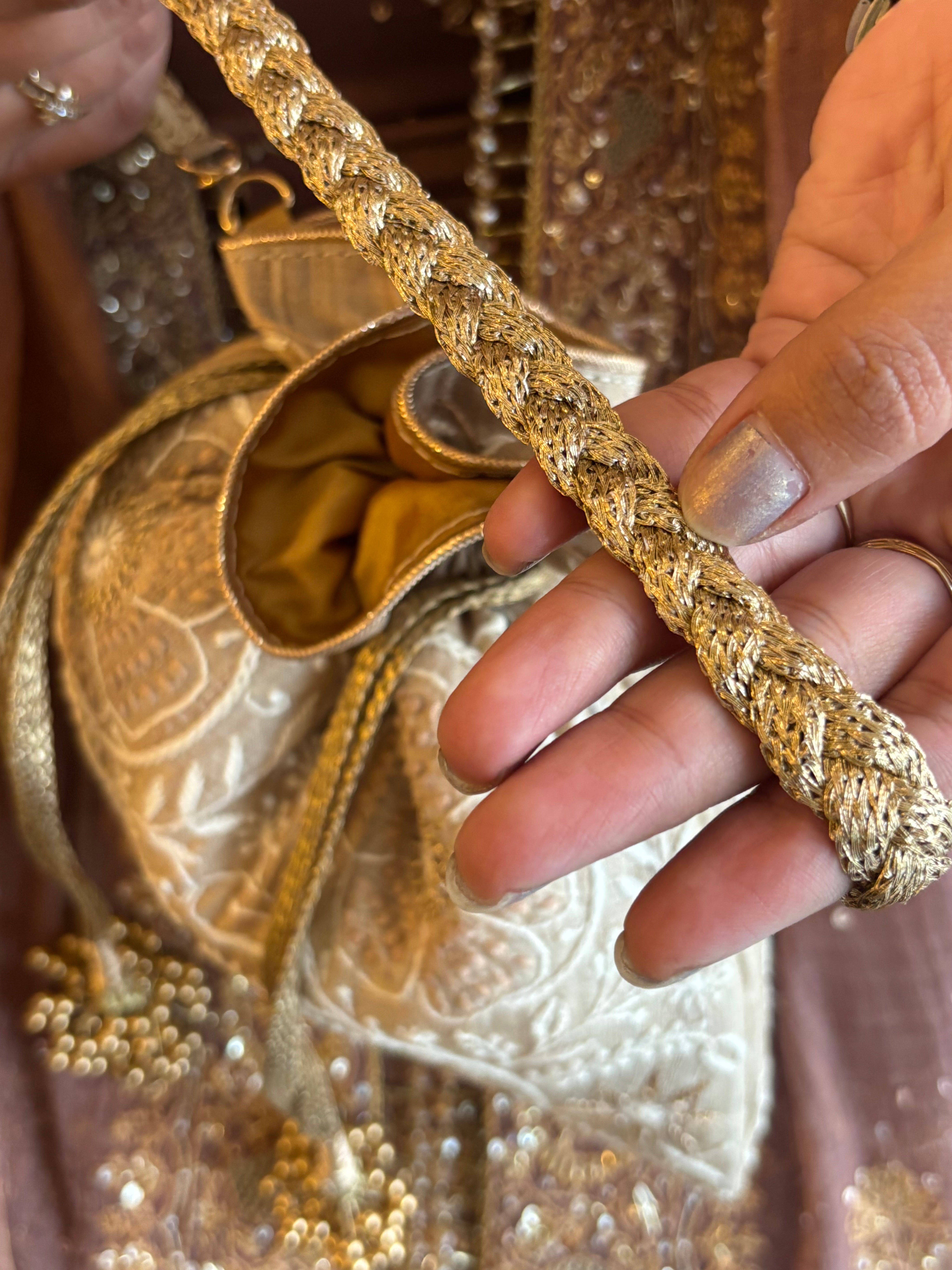 Beige Chikankari Potli