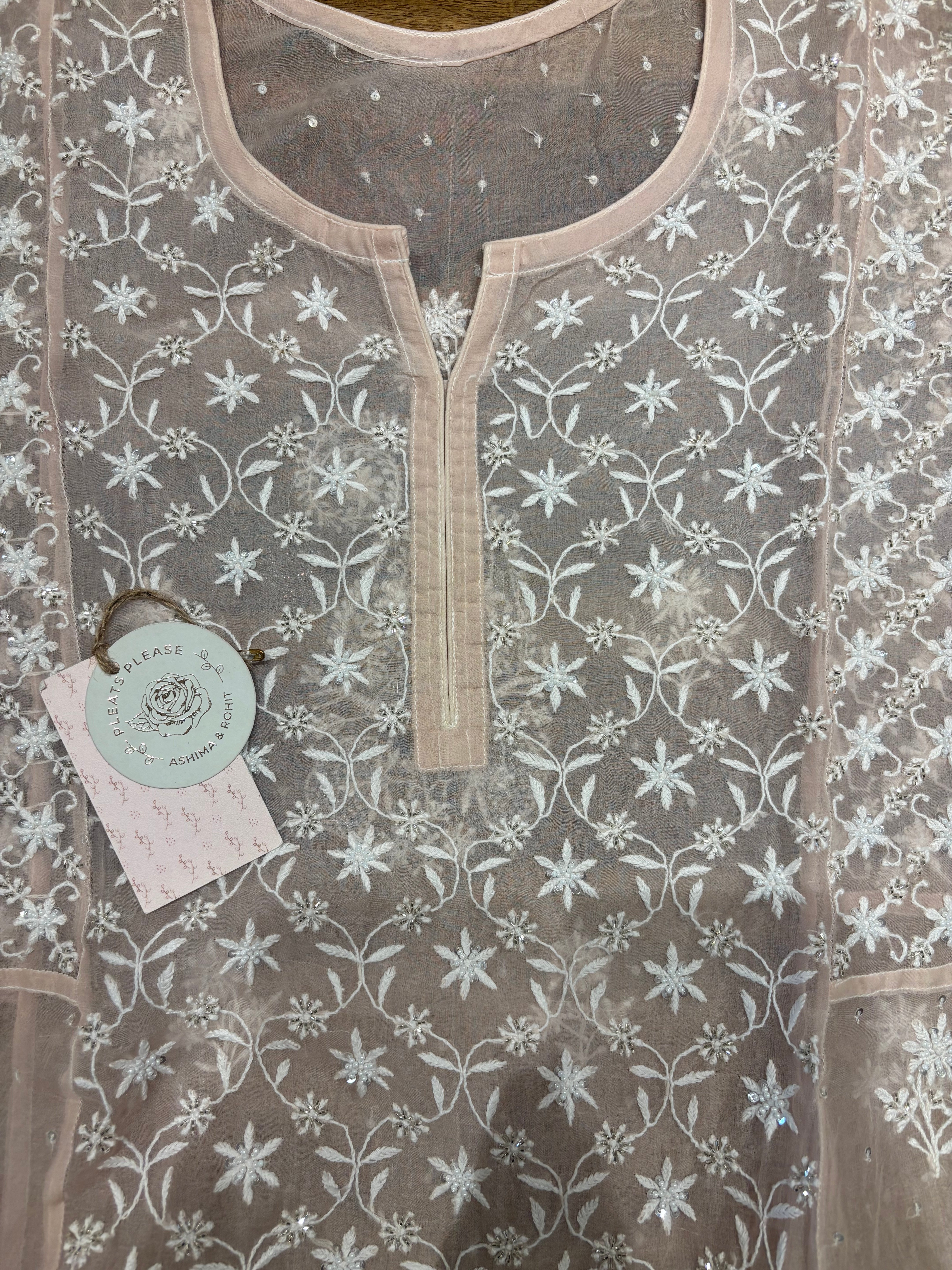 Peach Dust Pure And Premium  Organza Anarkali And Dupatta Set