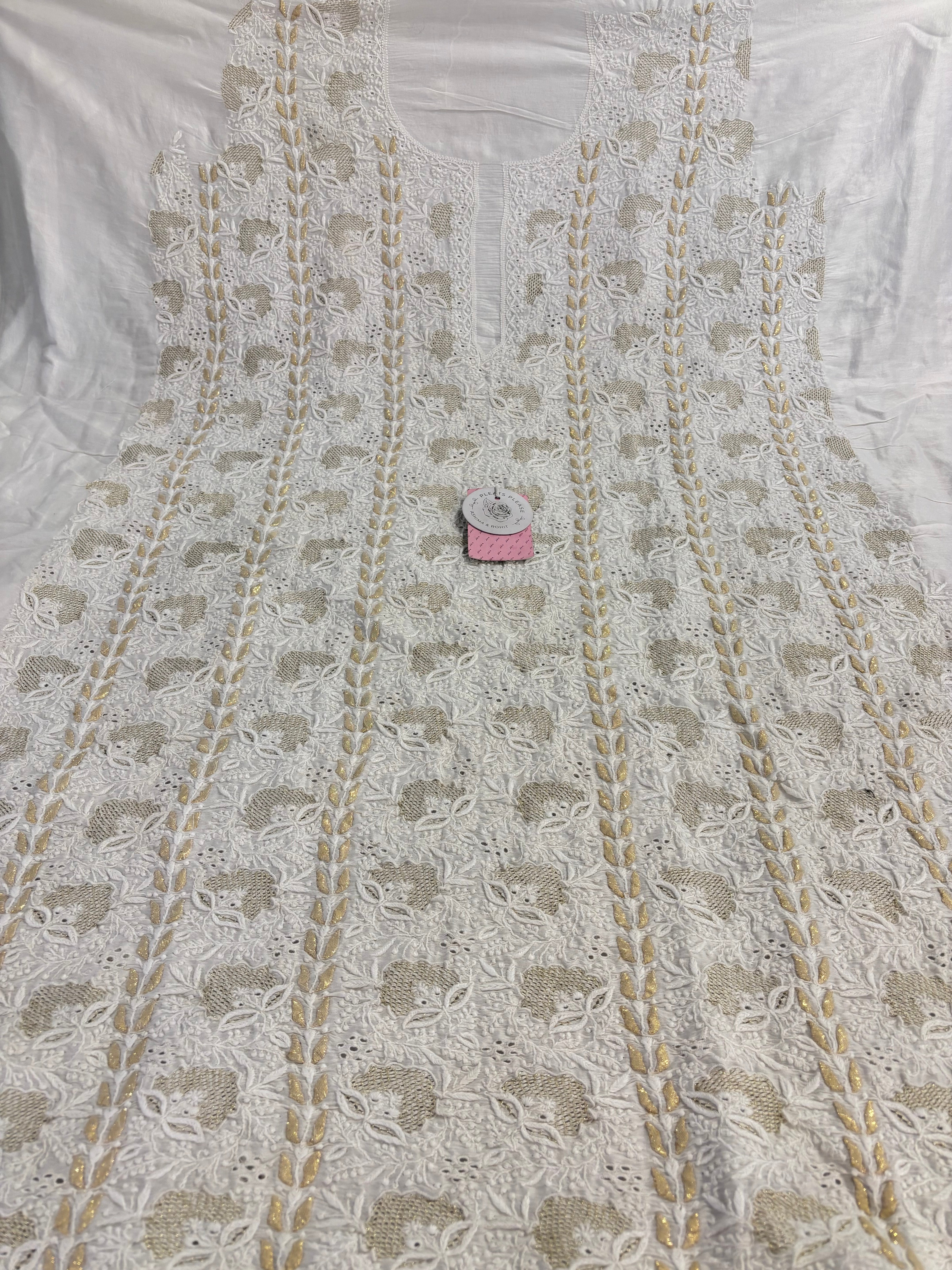 Dyeable Pure Chanderi Chikankari Kurta & Dupatta