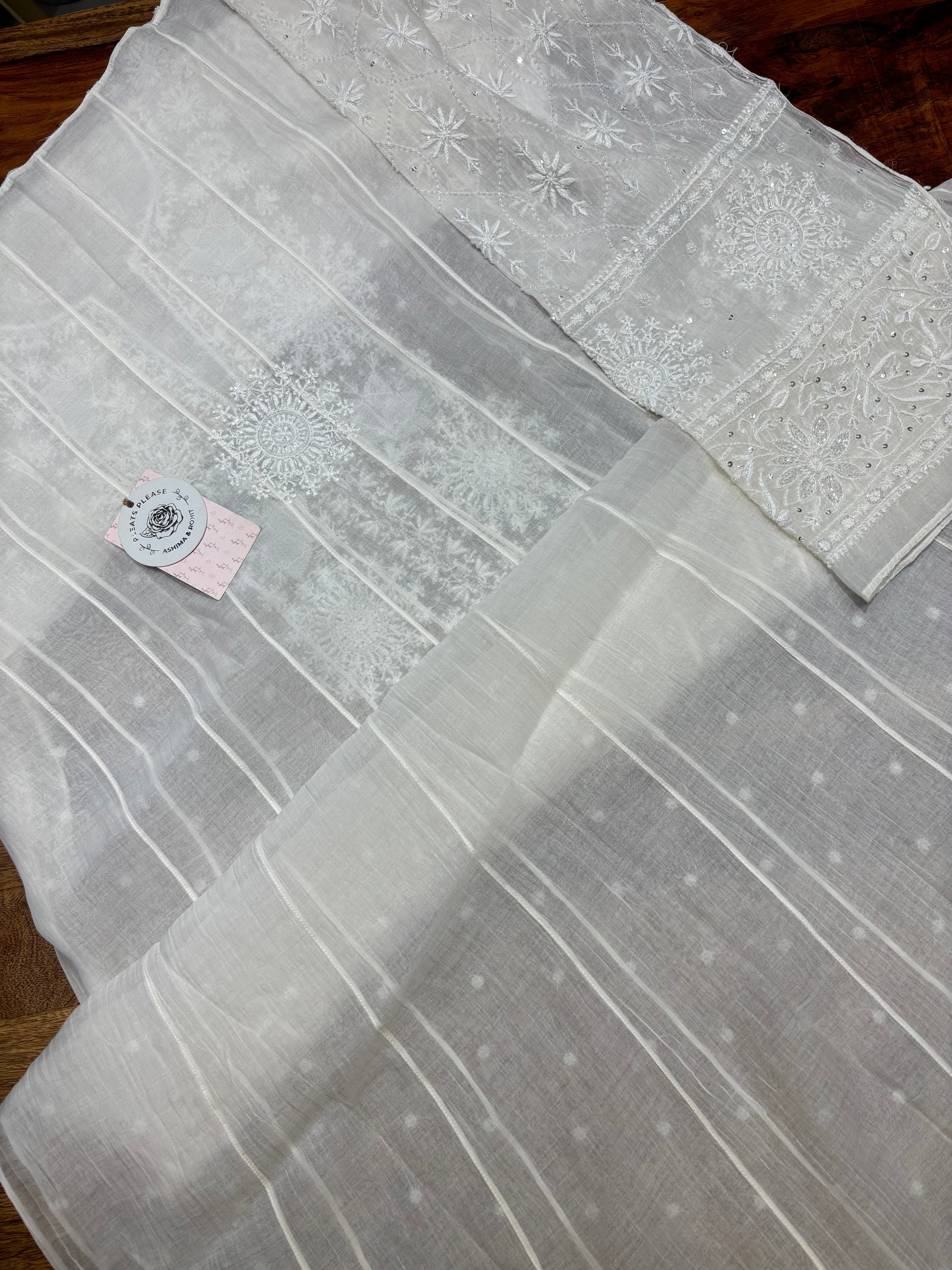 Dyeable Chanderi Mul Chikankari Anarkali & Dupatta Set