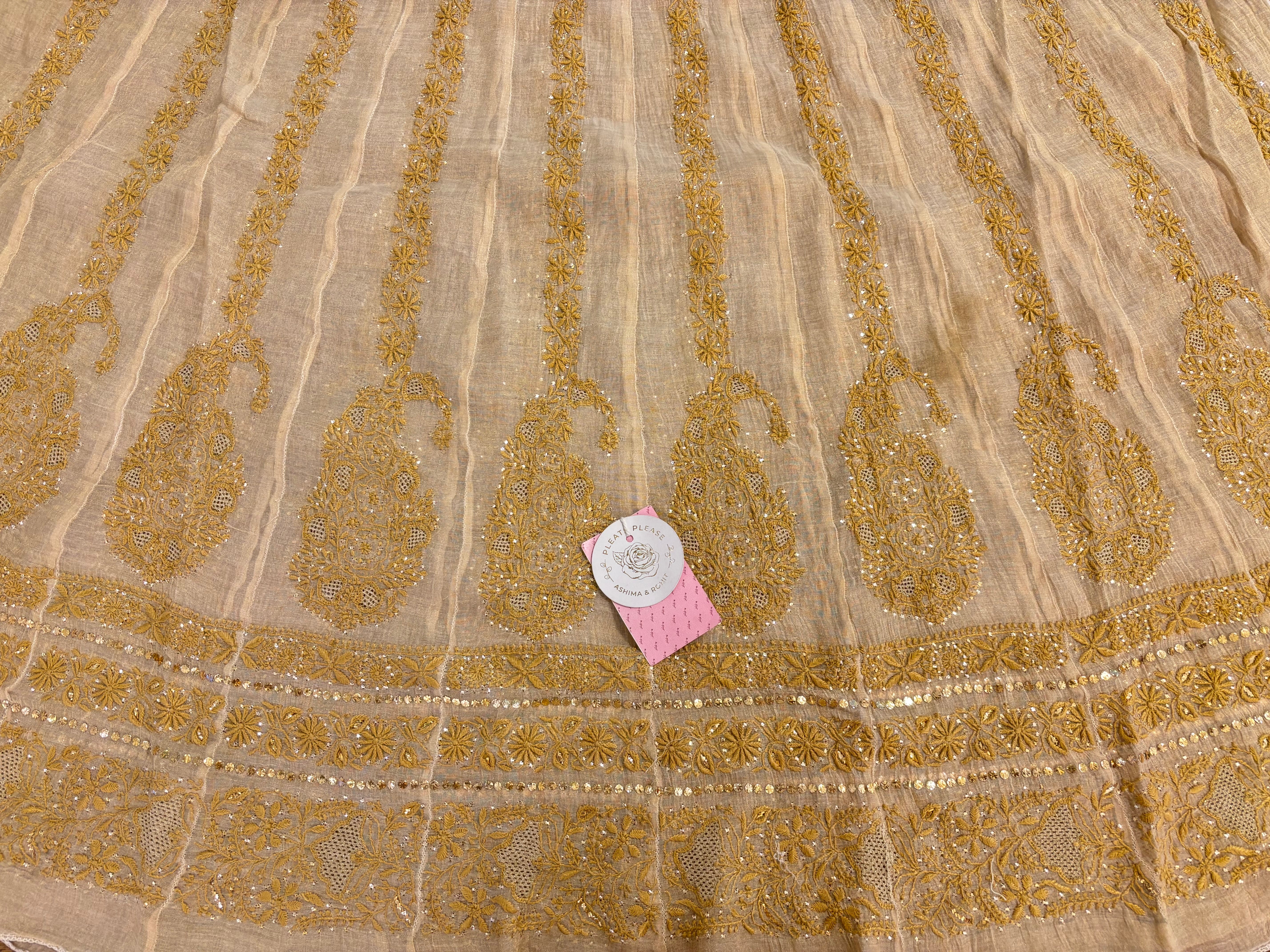 Dyeable Pure & Premium Tissue Mukaish Chikankari Bajirao Anarkali & Dupatta