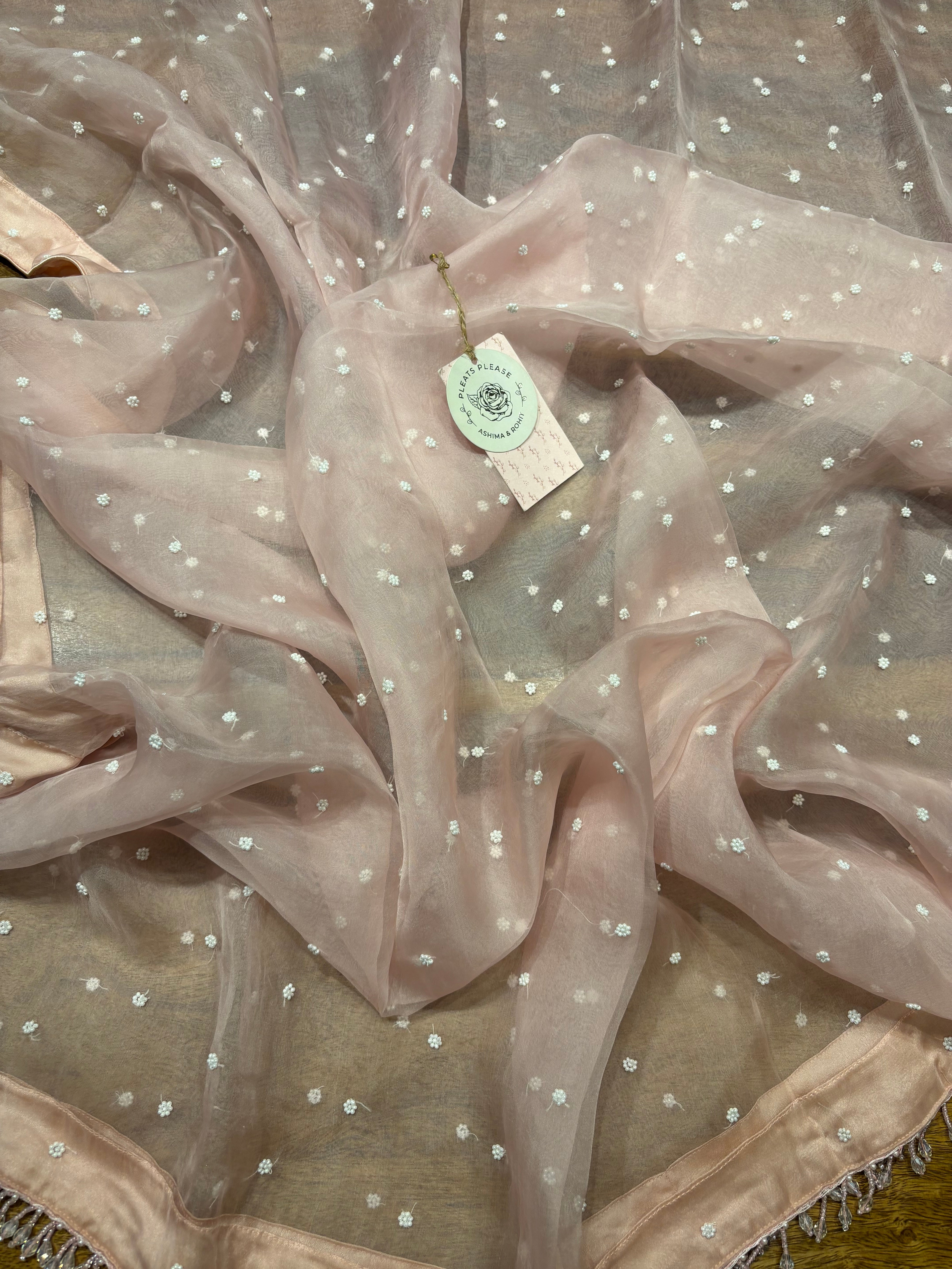Soft Pink Pure & Premium Organza Chikankari Kurta & Dupatta Set