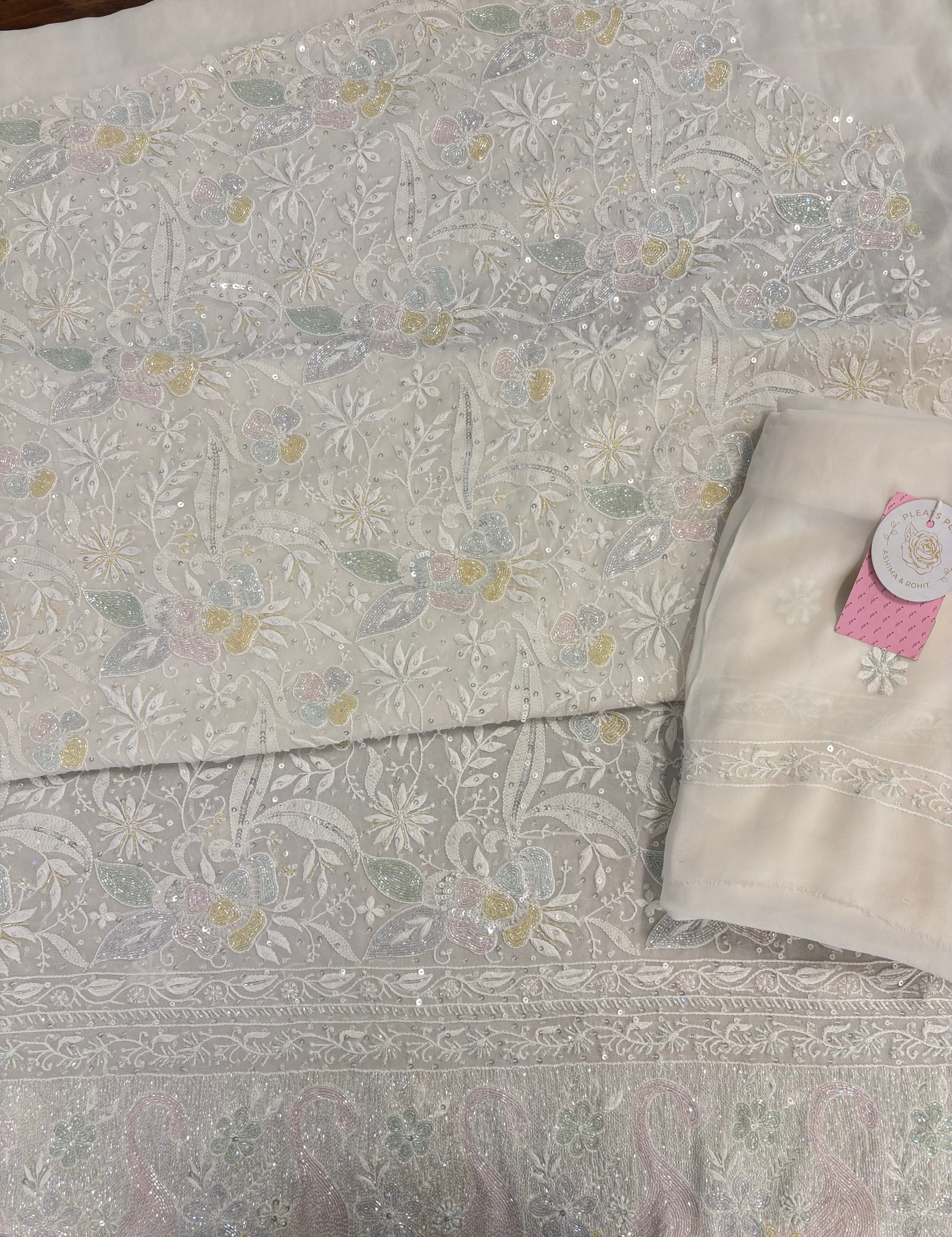 Dyeable Pure & Premium Georgette Chikankari Kurta & Dupatta