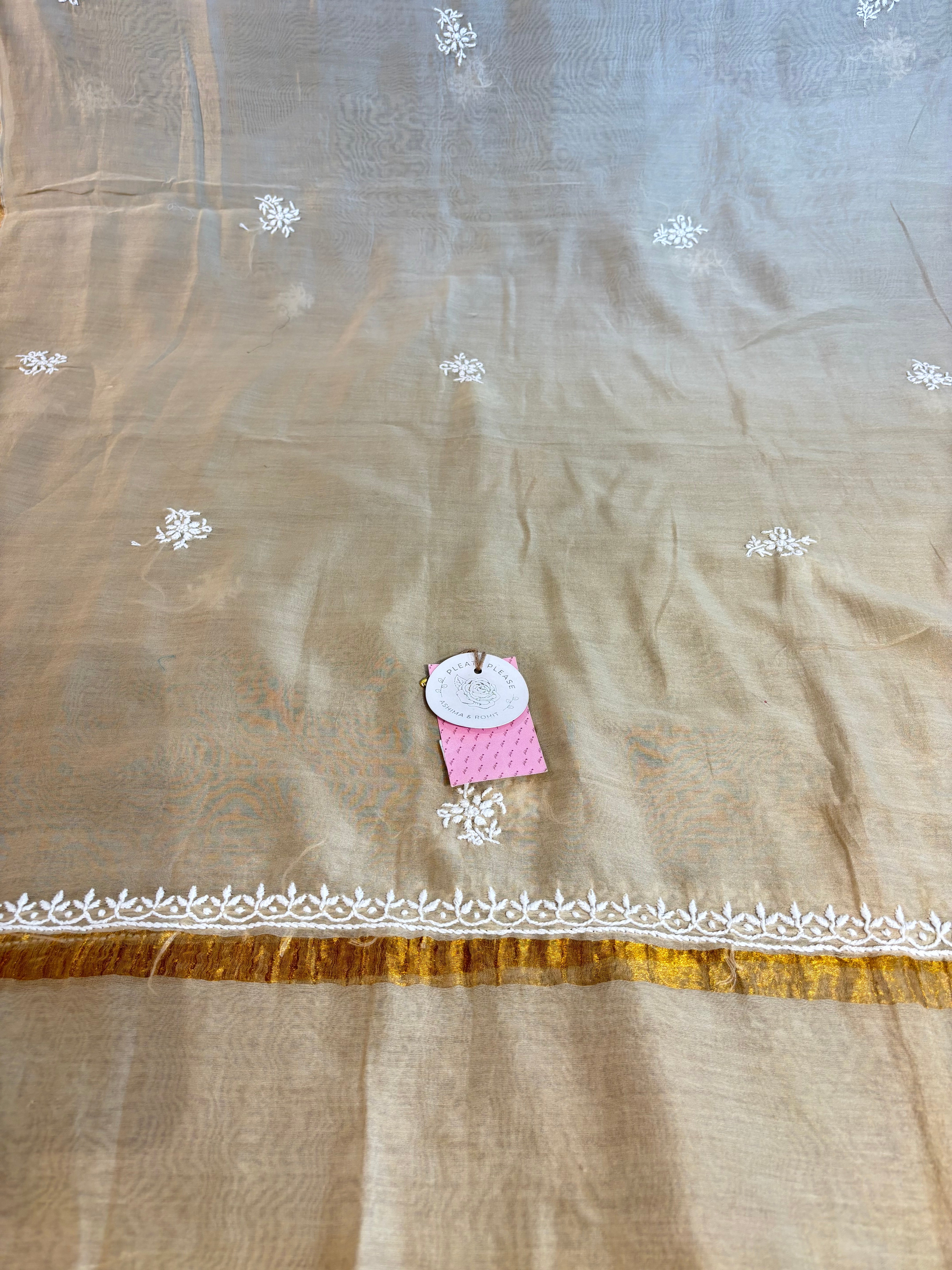Coffee Chanderi Chikankari Anarkali & Dupatta