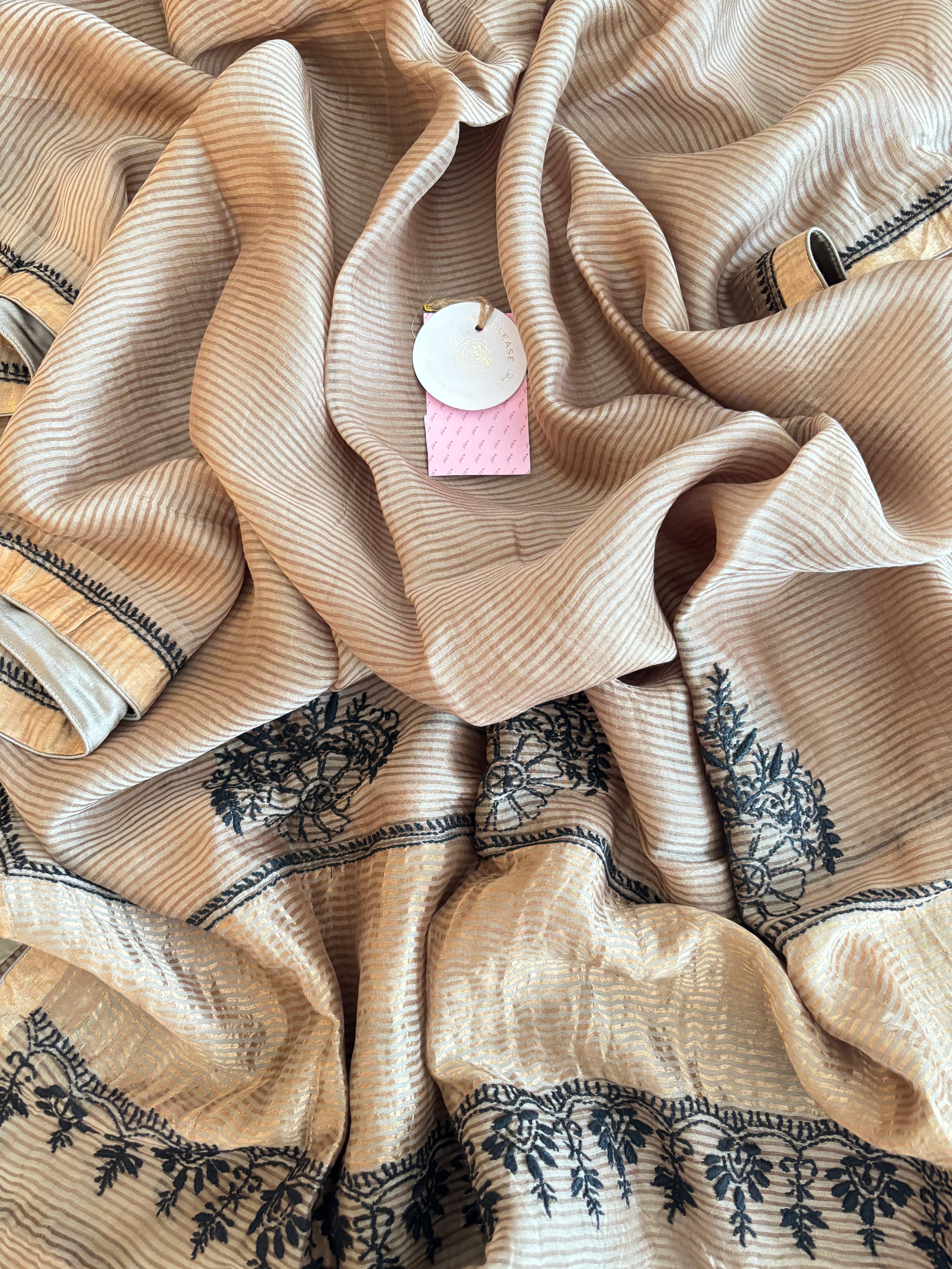 Brown Chanderi Chikankari Anarkali & Dupatta