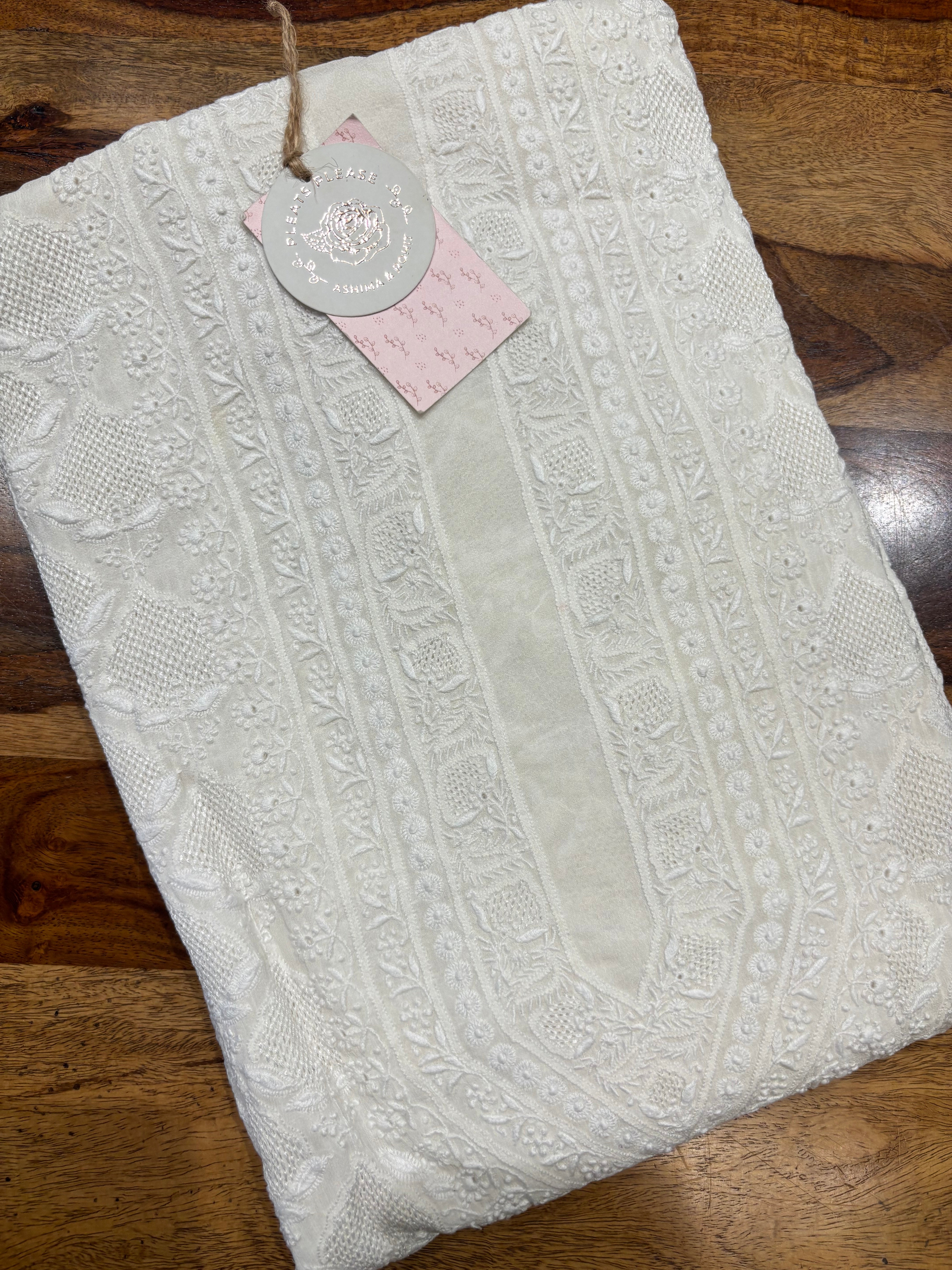 Dyeable Pure & Premium Georgette Chikankari men’s Kurta Fabric