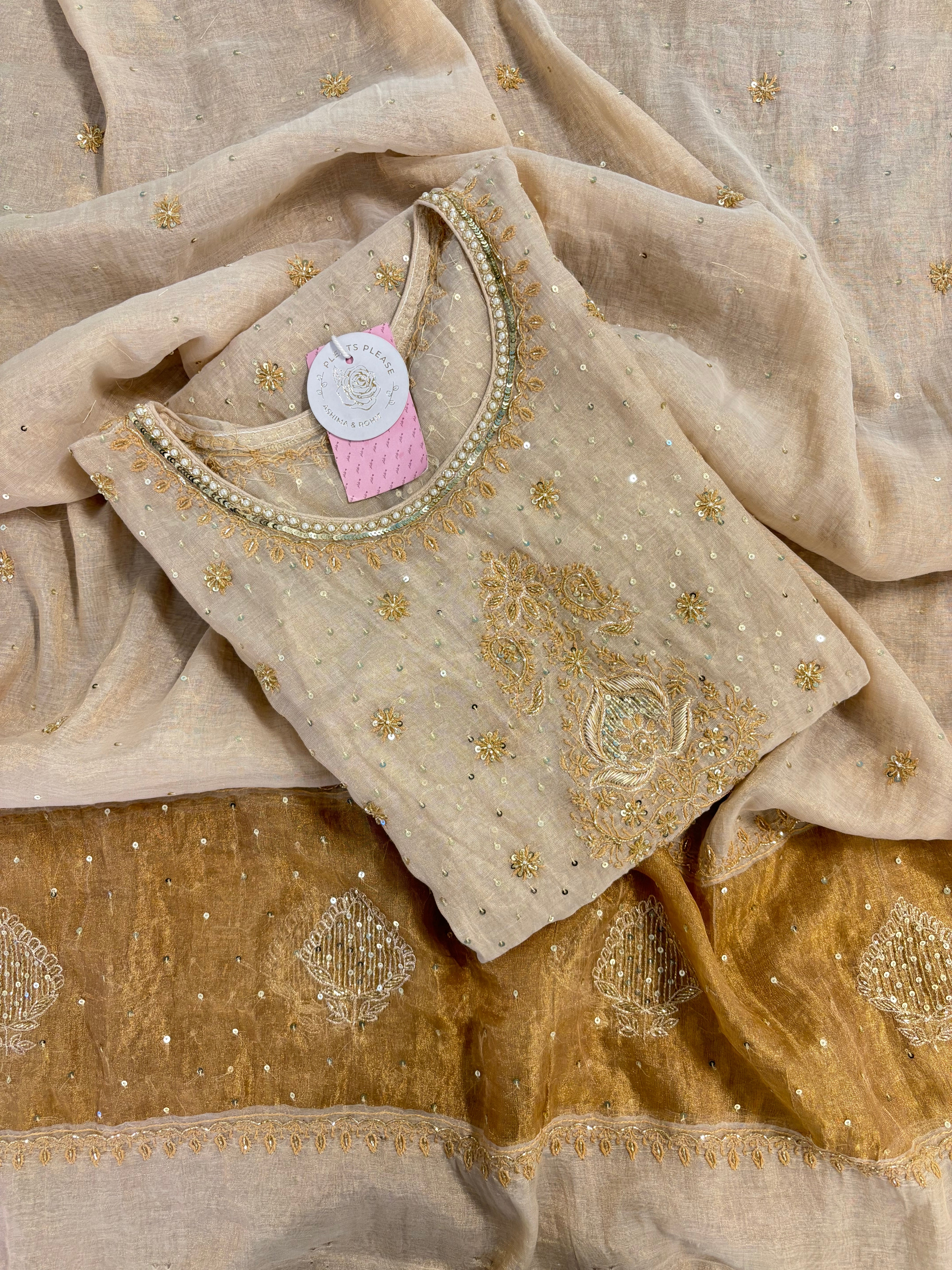 Dyebable Pure Tissue Chikankari A-line Anarkali & Dupatta