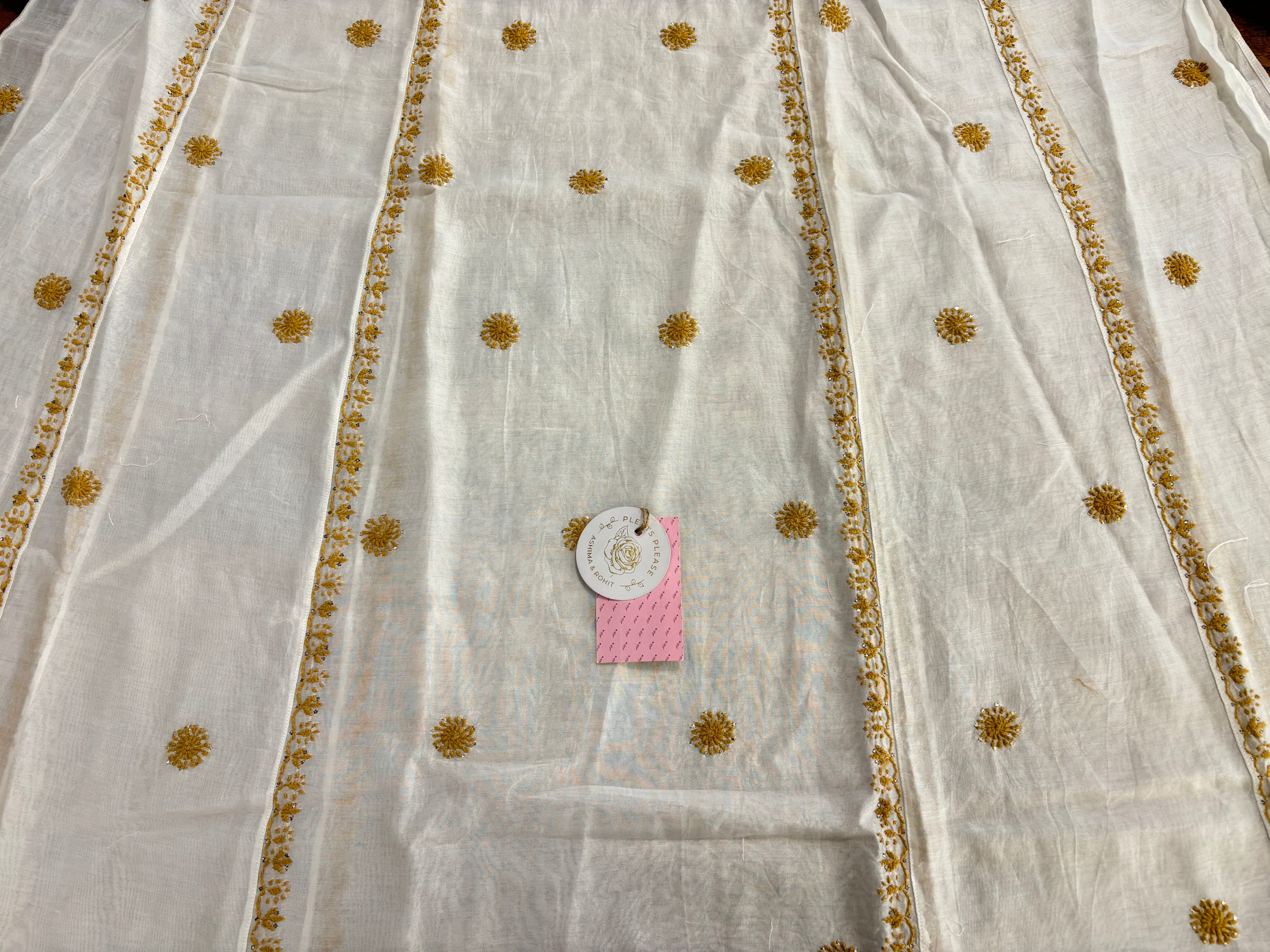 Dyeable Chanderi Chikankari Mukaish Anarkali & Dupatta Set