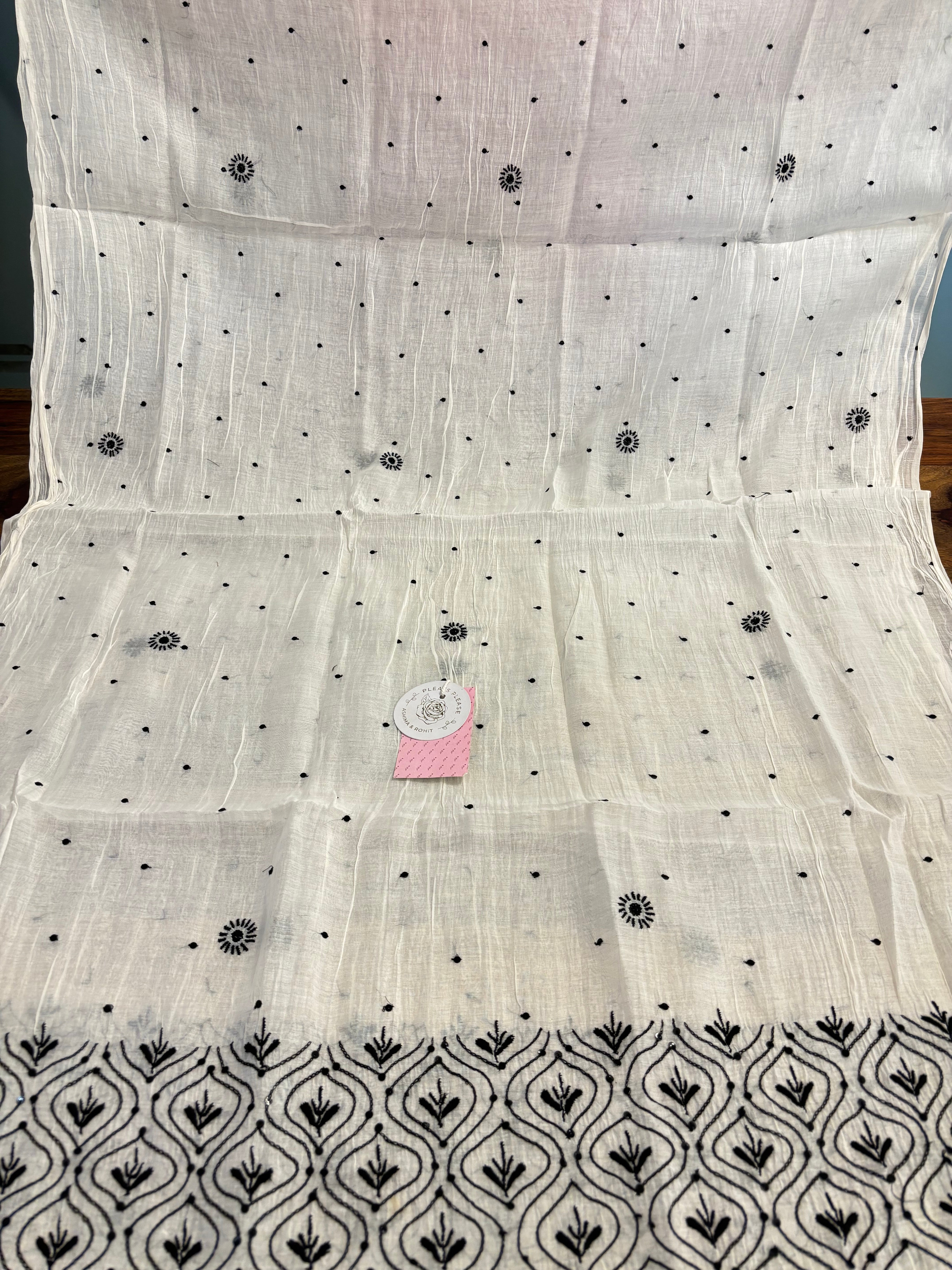 Dyeable Chanderi Mul Chikankari Kurta & Dupatta - Pleats PleaseChikankari