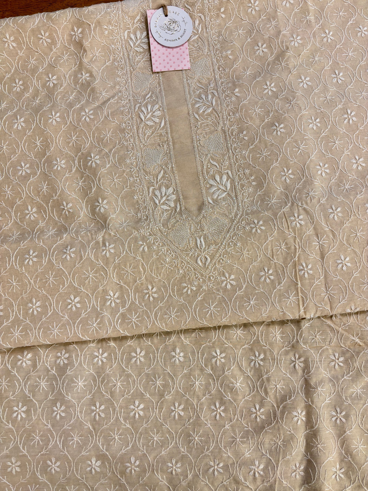 Dyeable Monga Silk Chikankari Men’s Kurta