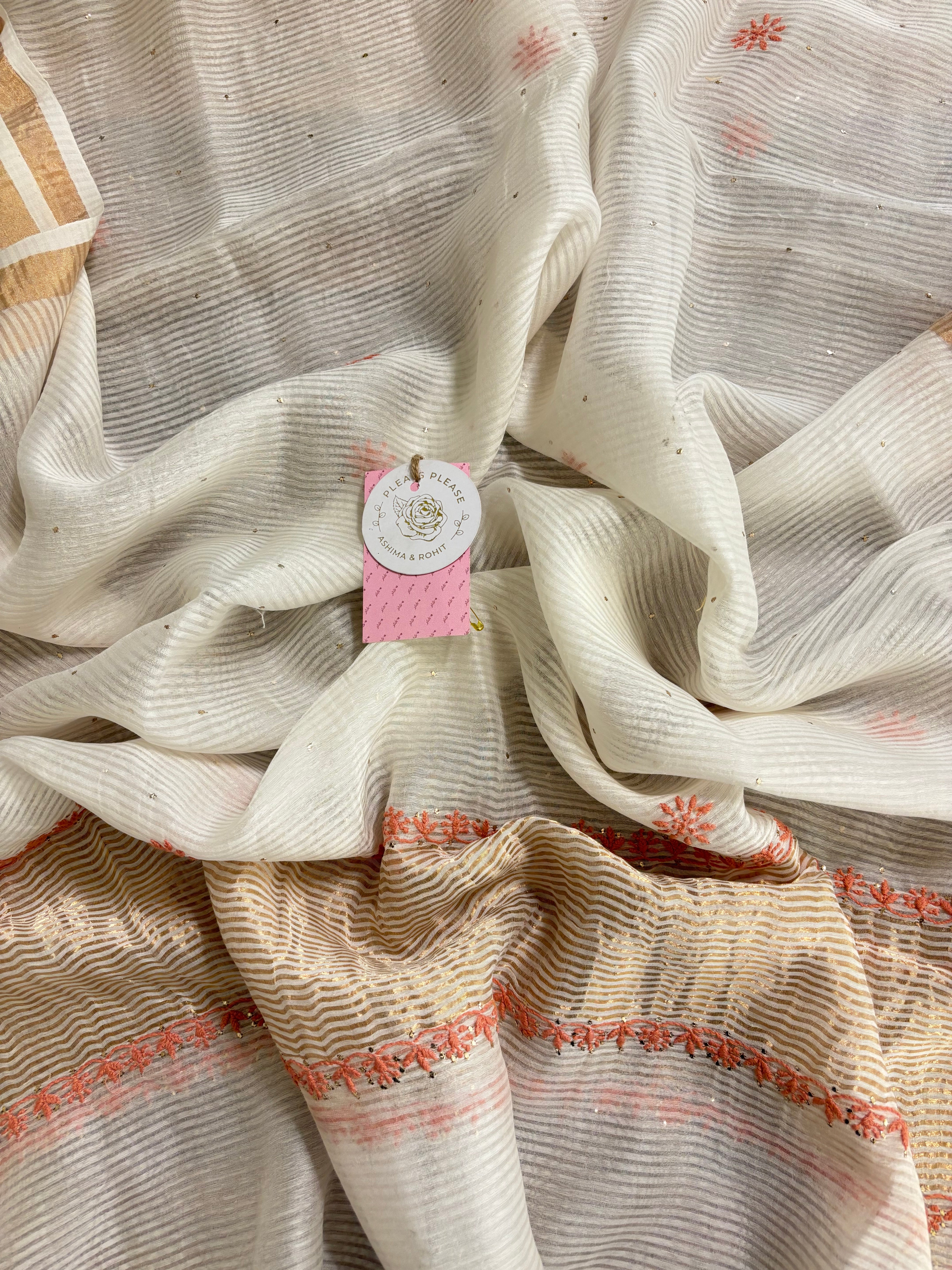 Dyeable Chanderi Chikankari Mukaish Anarkali & Dupatta Set