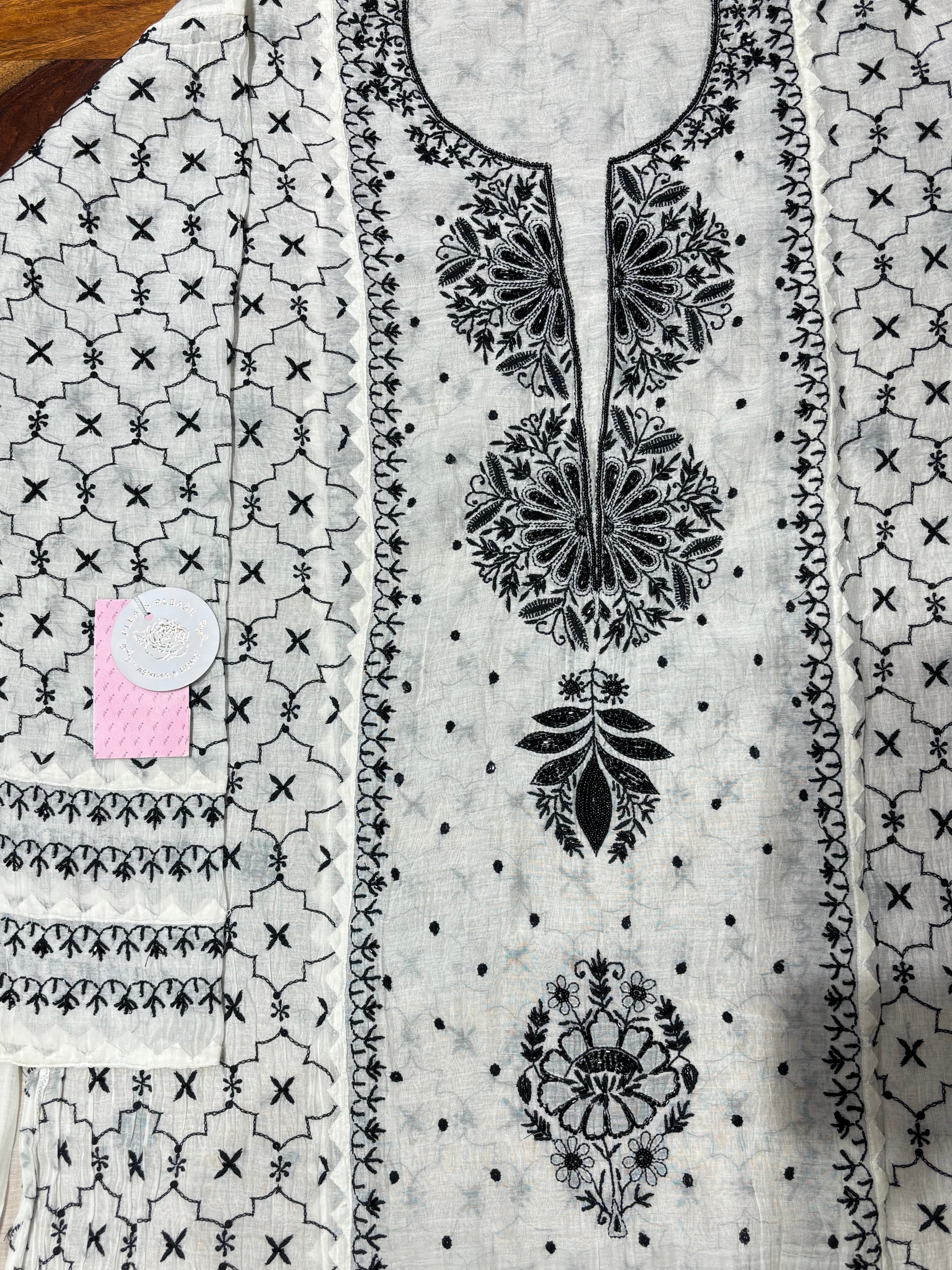 Dyeable Chanderi Mul Chikankari Kurta & Dupatta