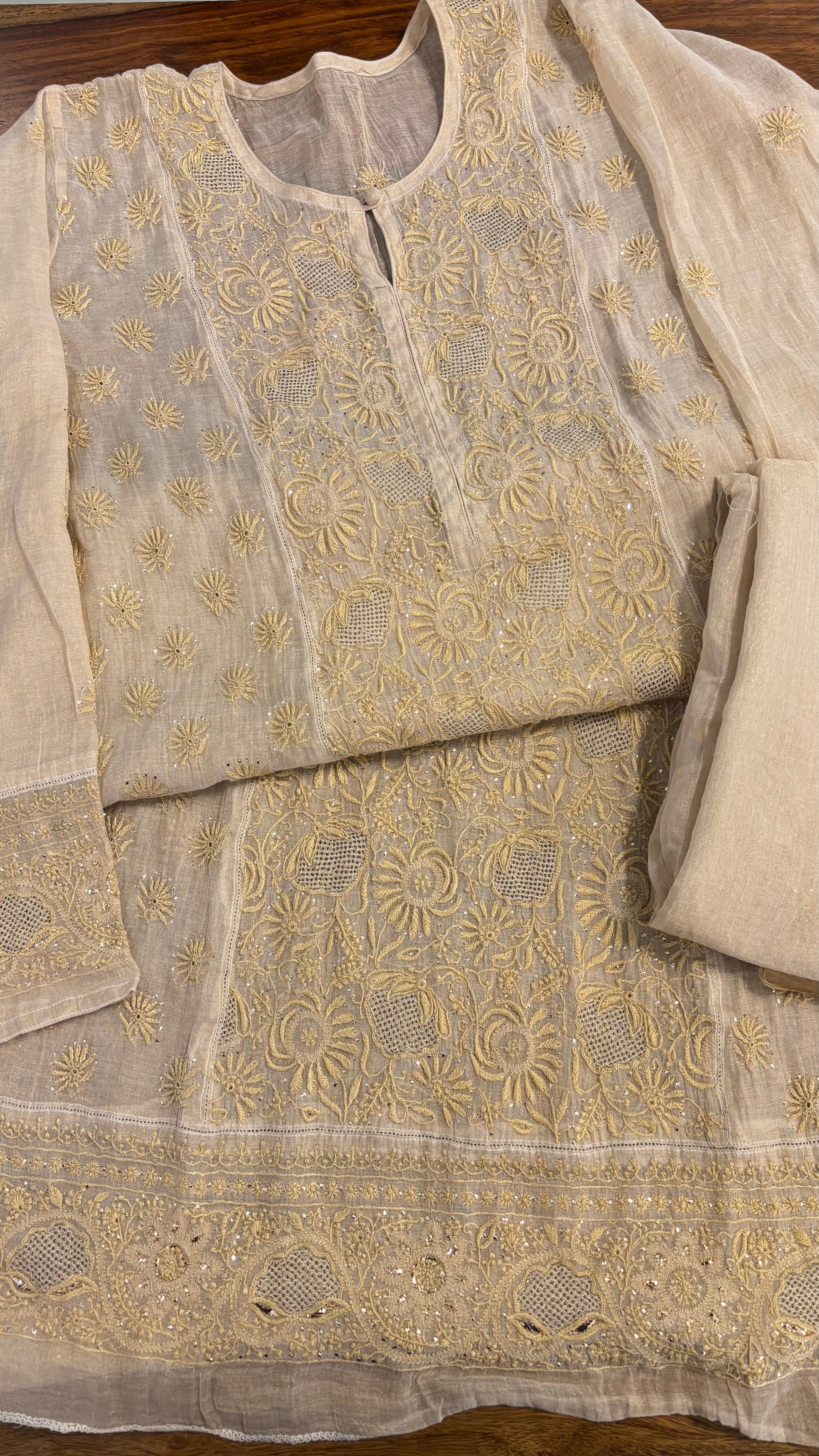 Dyeable Pure & Premium Chikankari Mukaish Kurta & Dupatta