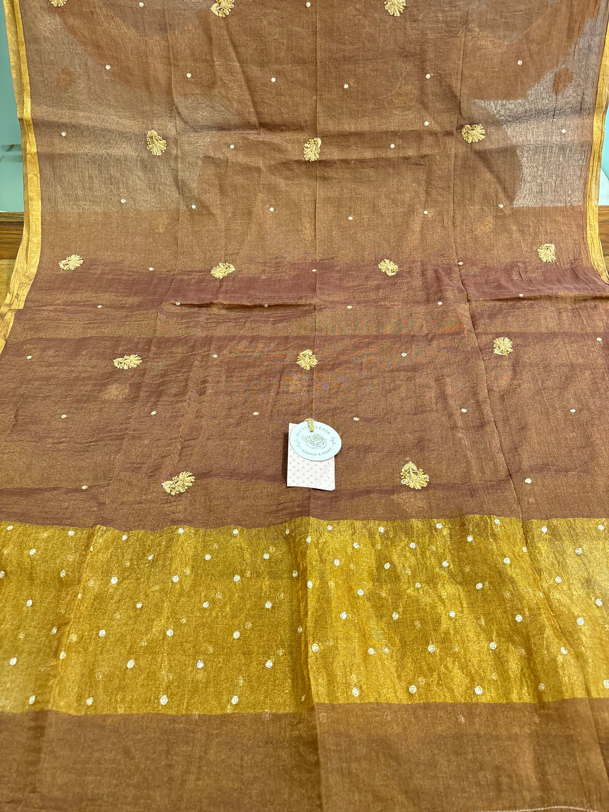 Walnut Brown Pure & Premium Tissue Chikankari Kurta & Dupatta