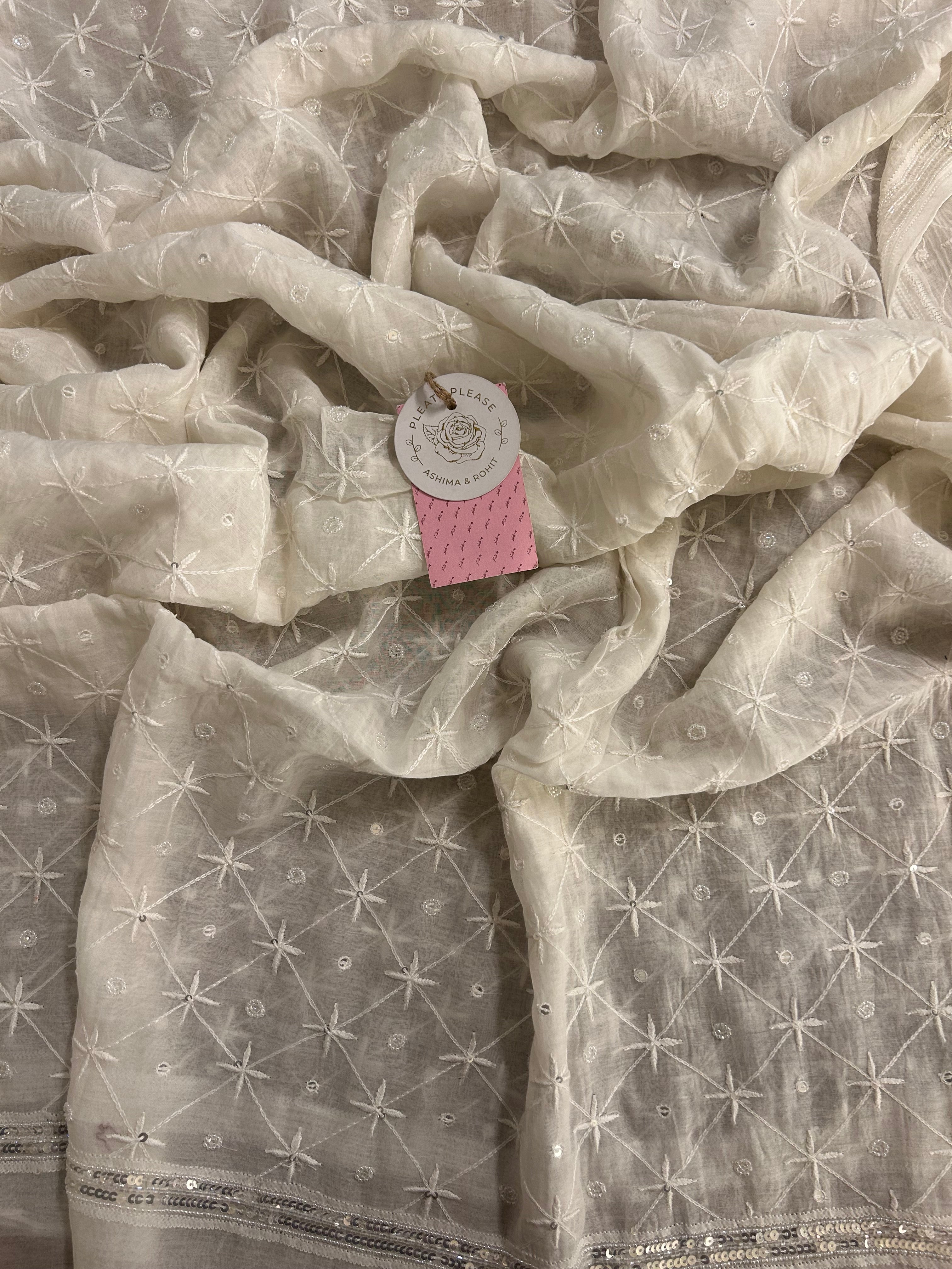 Dyeable Chanderi Mul Chikankari Kurta & Dupatta
