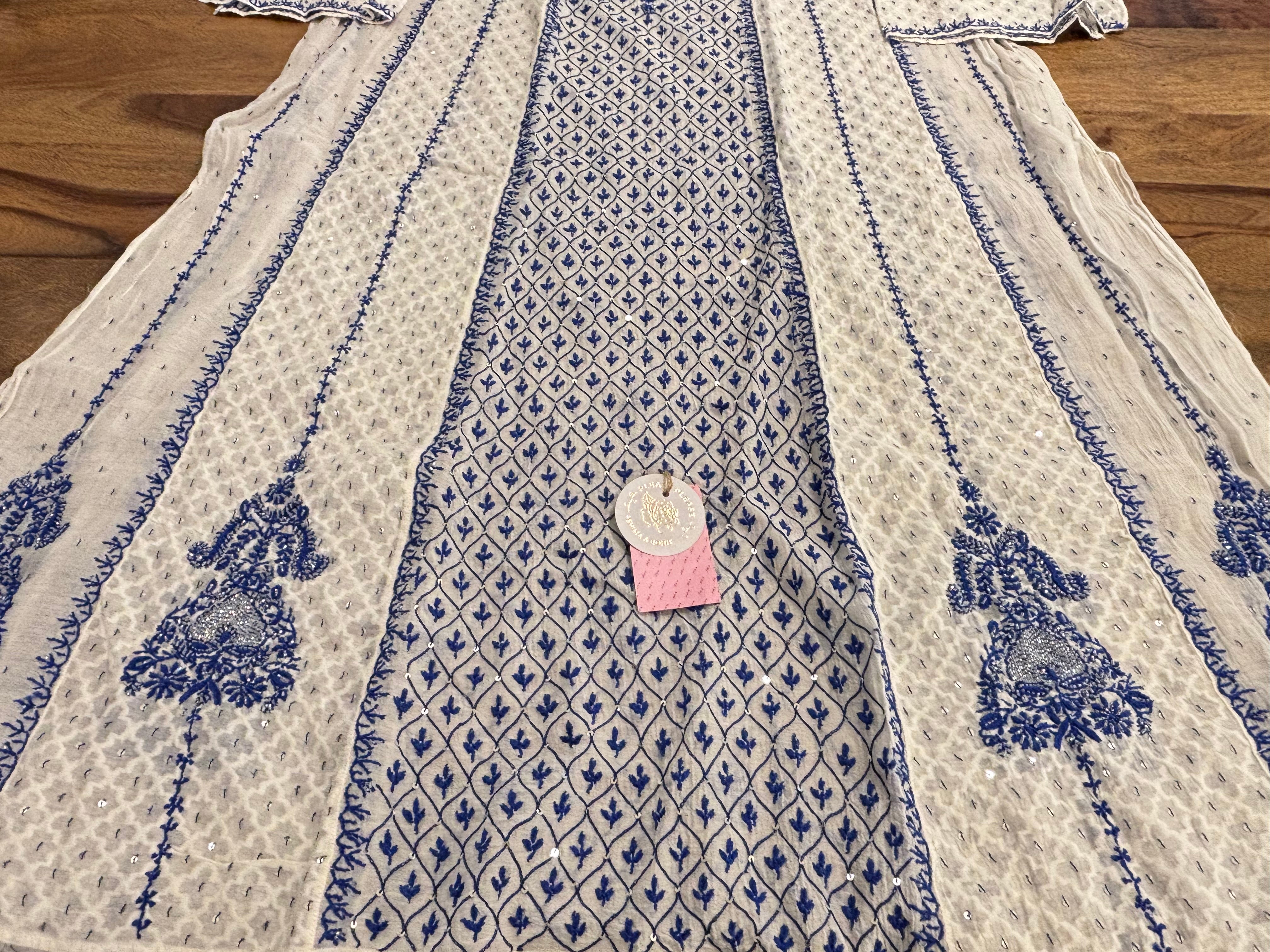 Dyeable Chanderi Mul Chikankari Anarkali & Dupatta Set