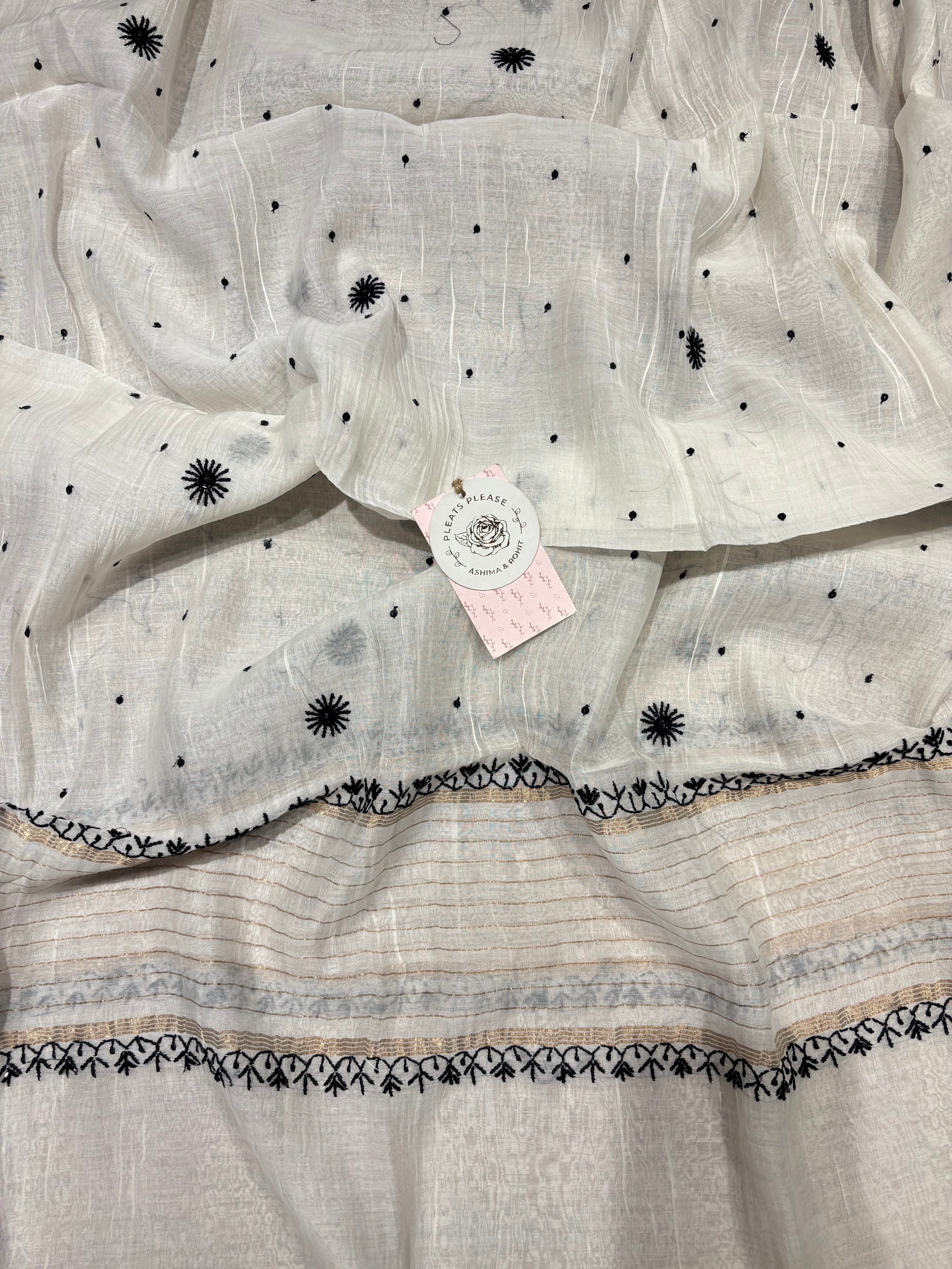 Dyeable Chanderi Mul Chikankari Kurta and Dupatta Set