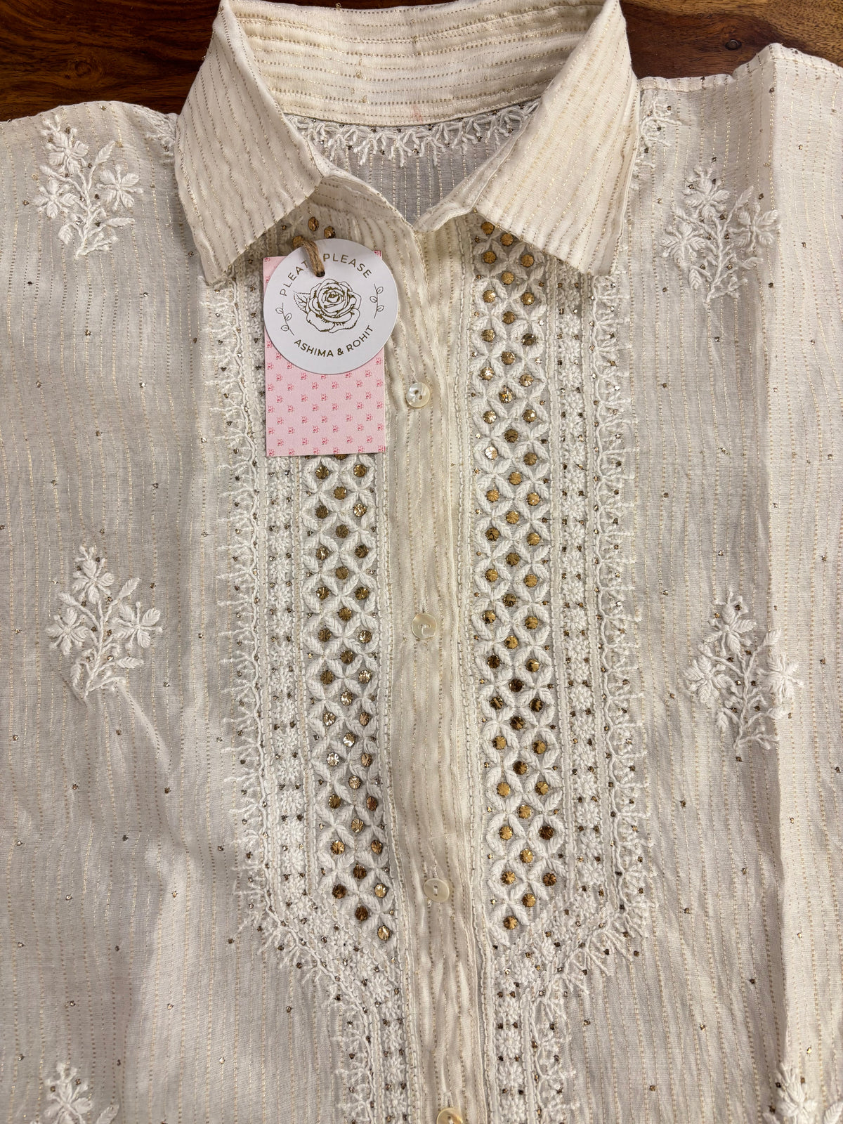 Dyeable Chanderi Silk Chikankari Mukaish Co-Ord Set