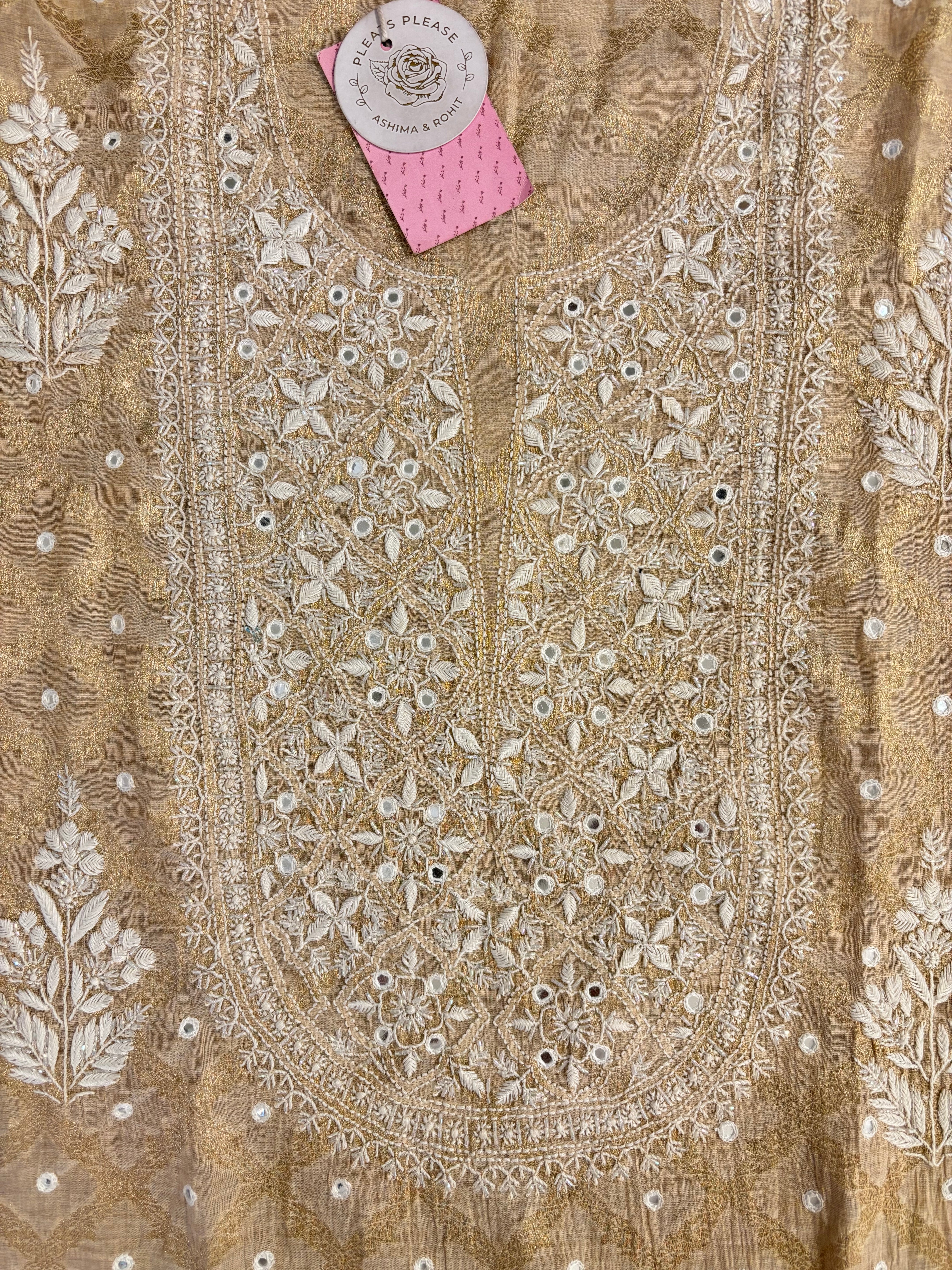 Dyeable Pure Tissue Chikankari Kurta & Dupatta