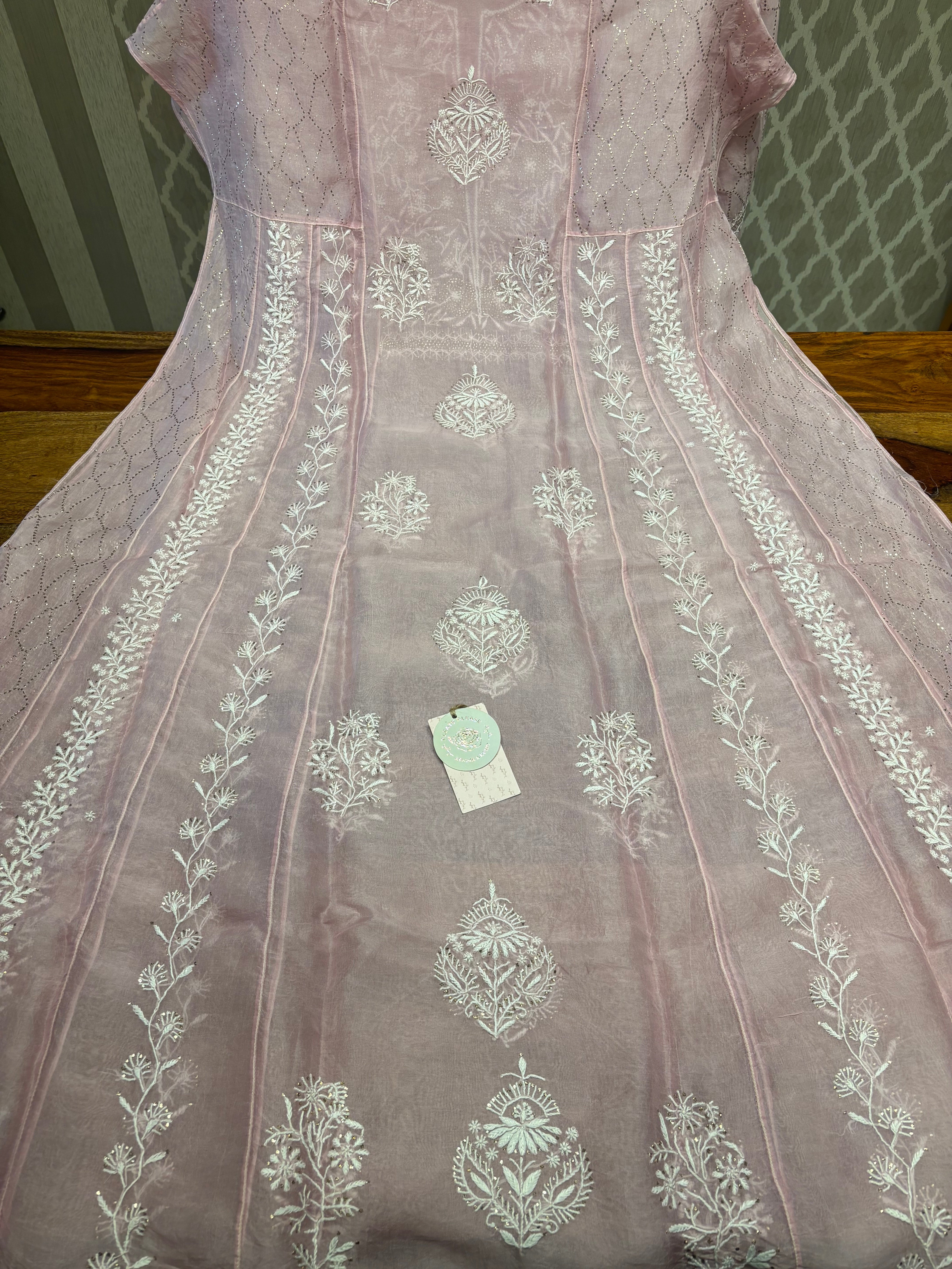 Lilac Organza Chikankari Anarkali and Dupatta