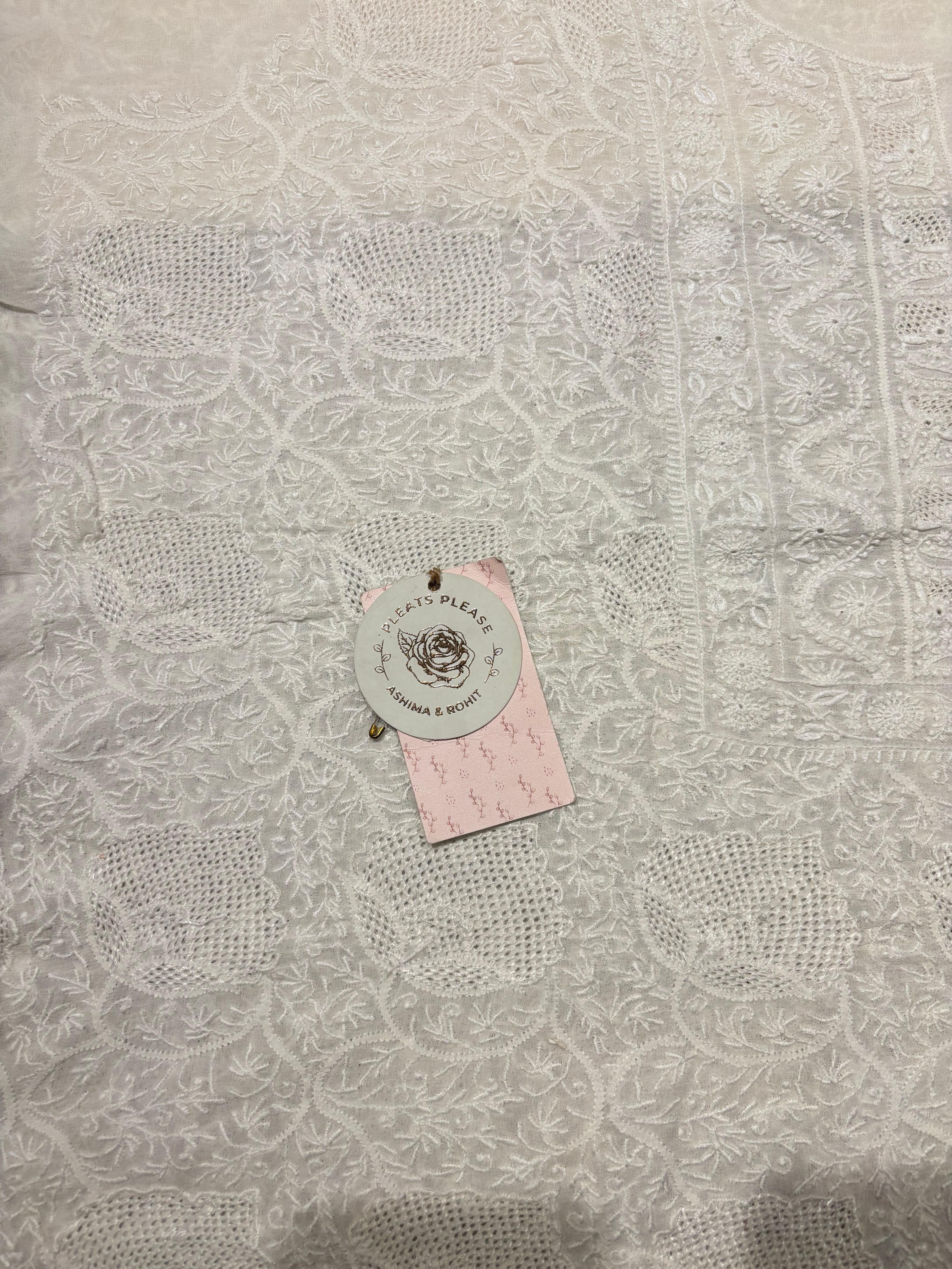Dyeable Pure & Premium Georgette Chikankari Front & Back Kurta & Dupatta Fabric