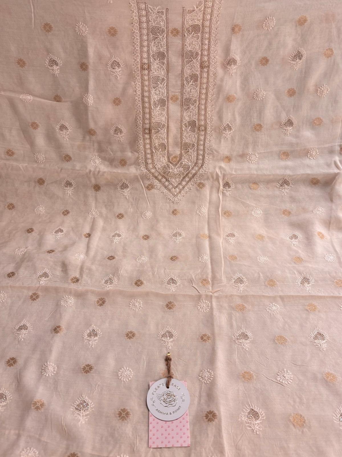 Creamy Peach Muslin Chikankari Men’s Kurta