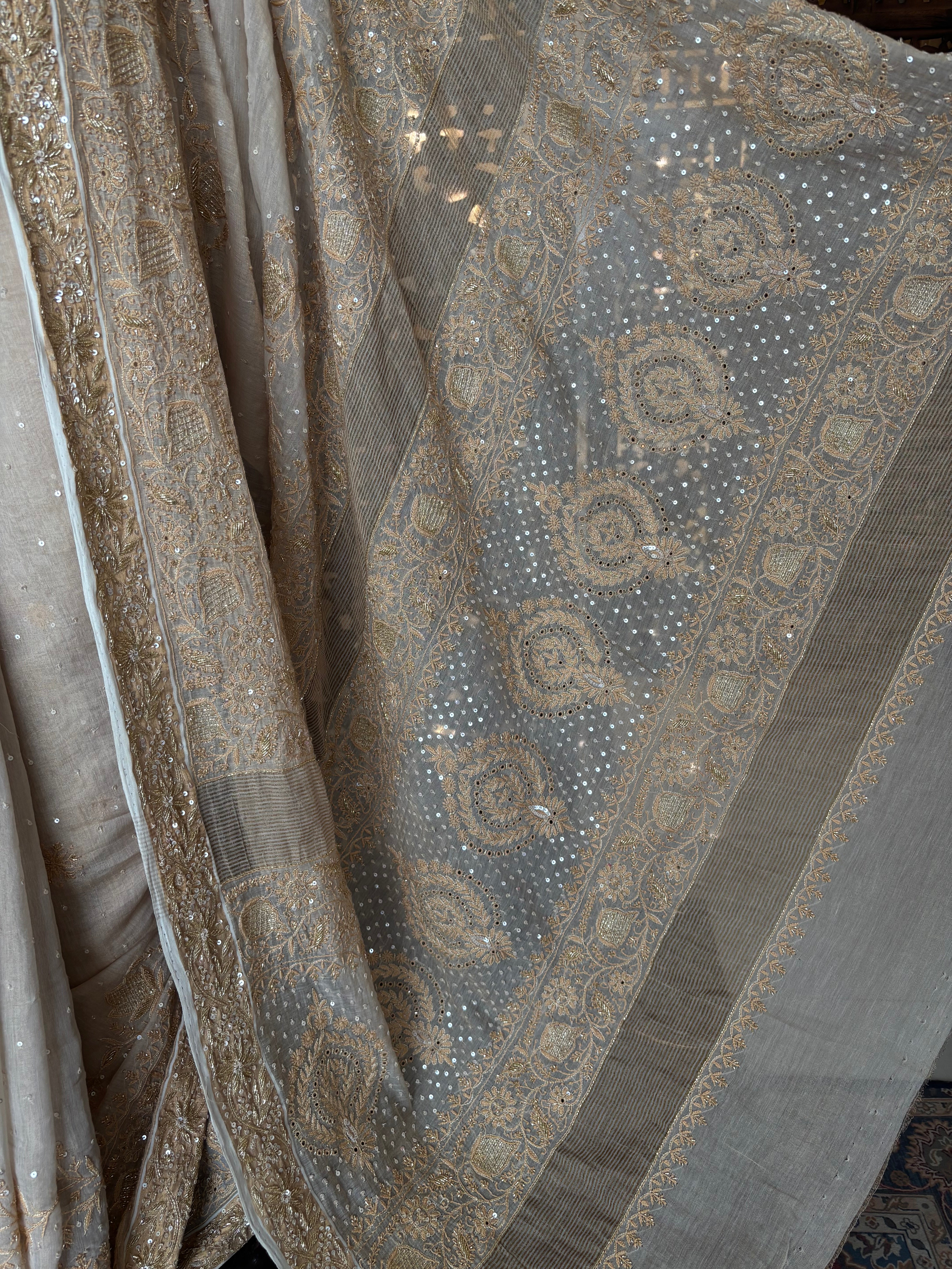 Dyeable Pure & Premium Tissue Chikankari Saree