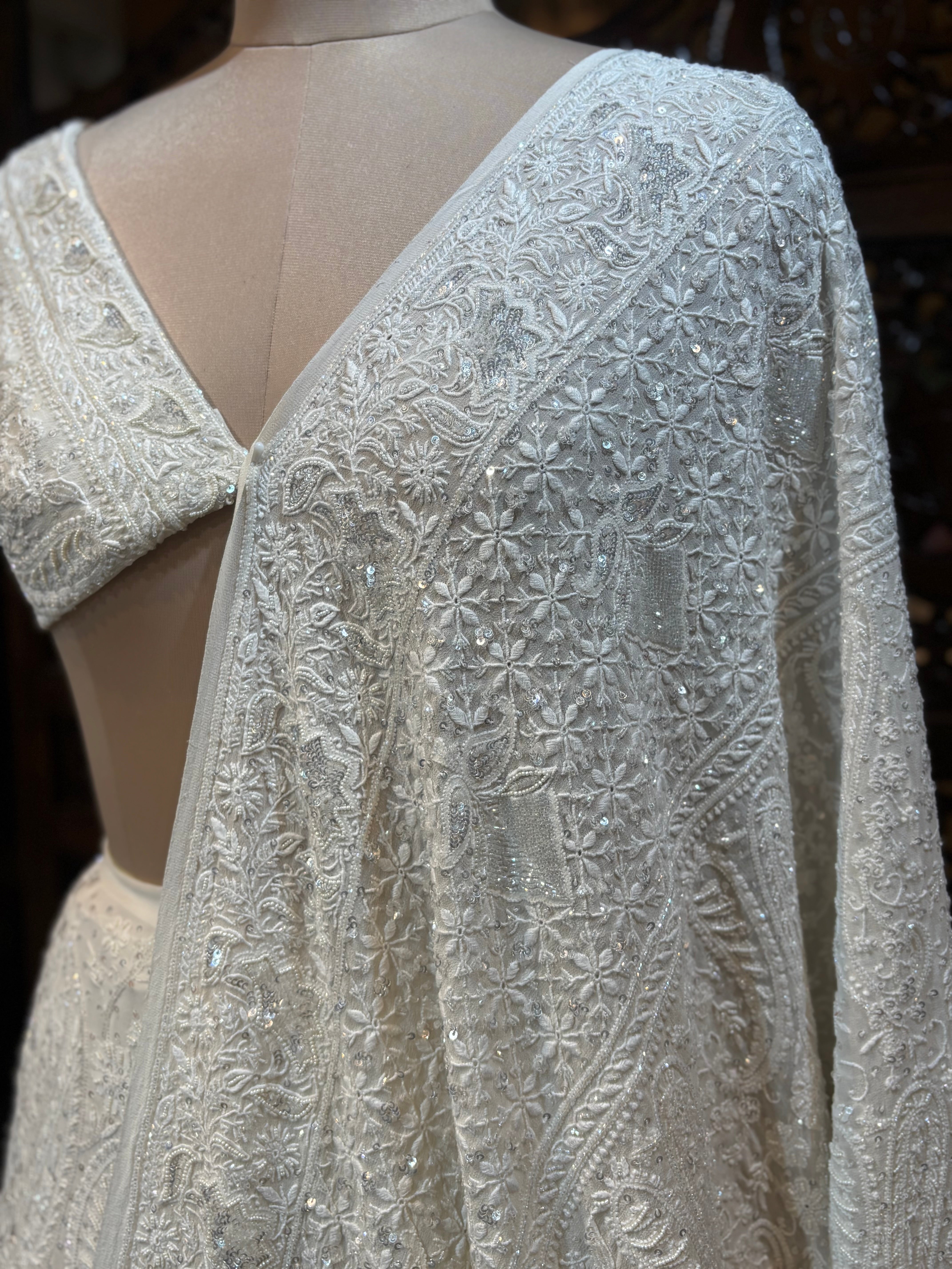 Dyeable Pure & Premium Georgette Chikankari Lehenga Set