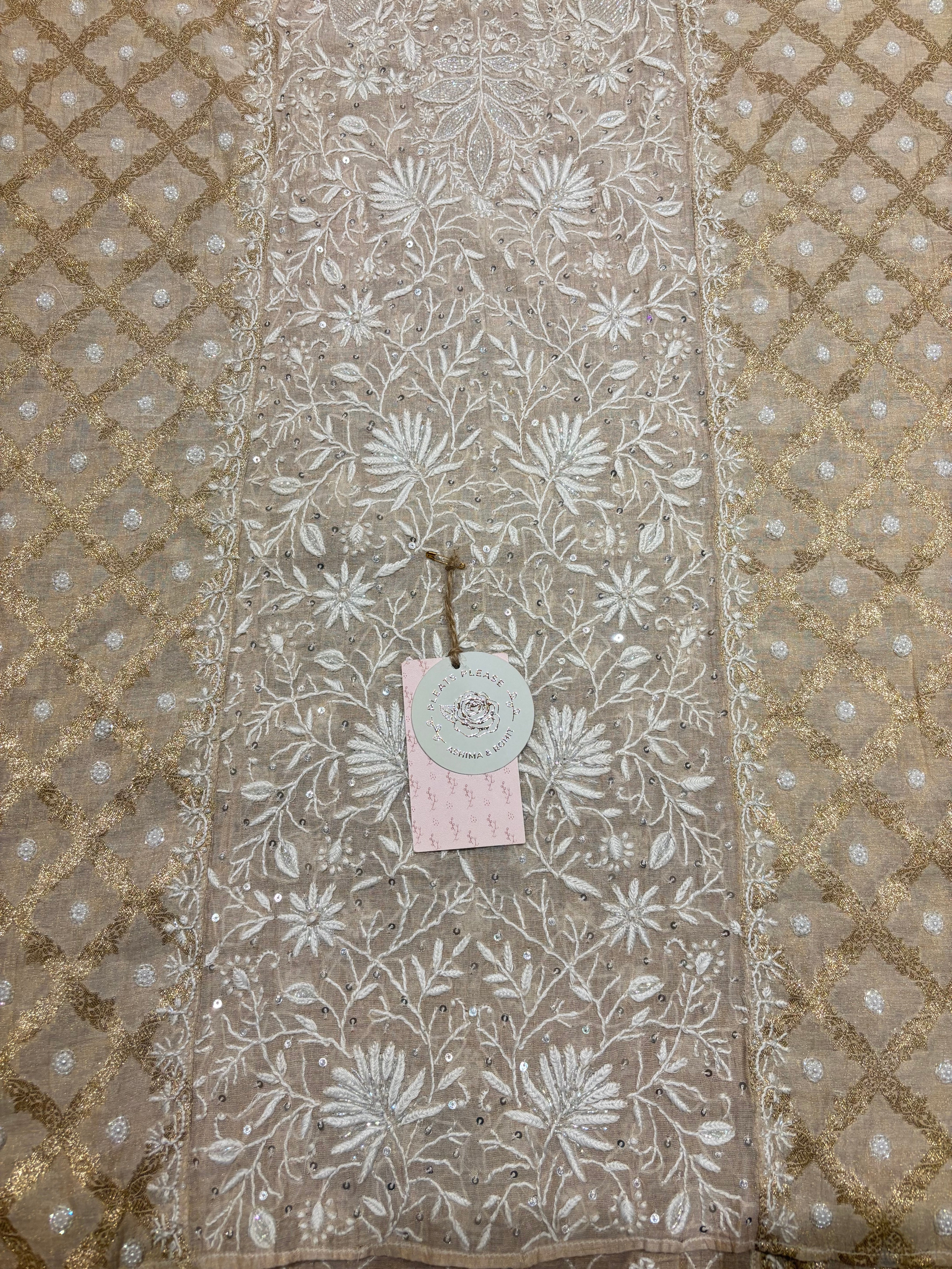 Natural Pure Tissue Chikankari Co-ord Set
