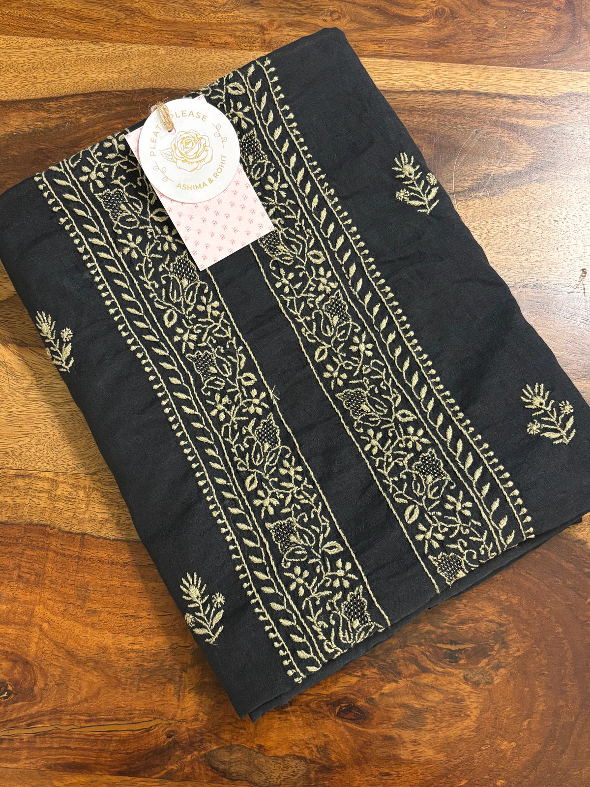 Black Chanderi Silk Chikankari Men’s Kurta