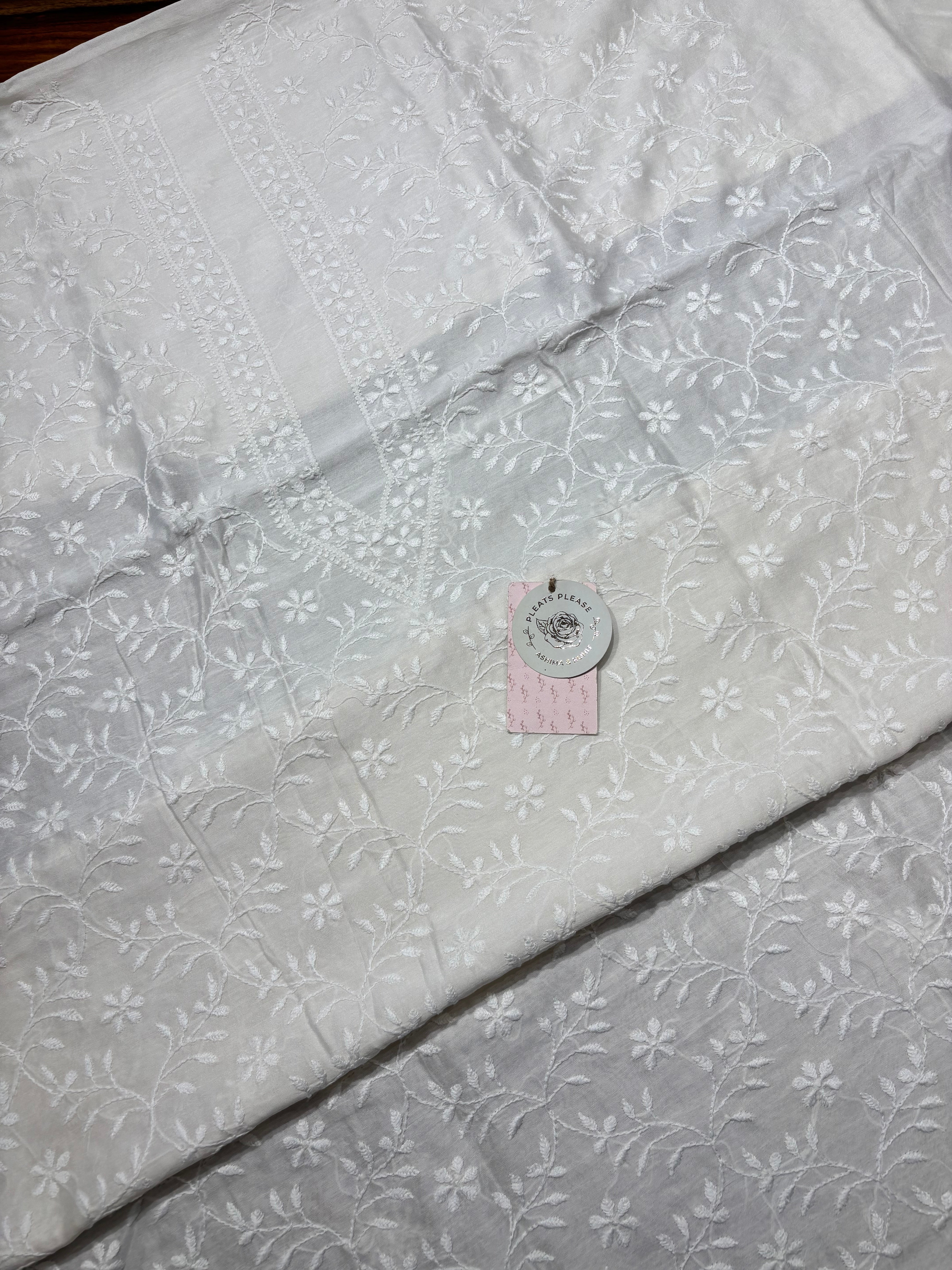 Dyeable Chanderi Silk Chikankari Men’s Kurta Fabric