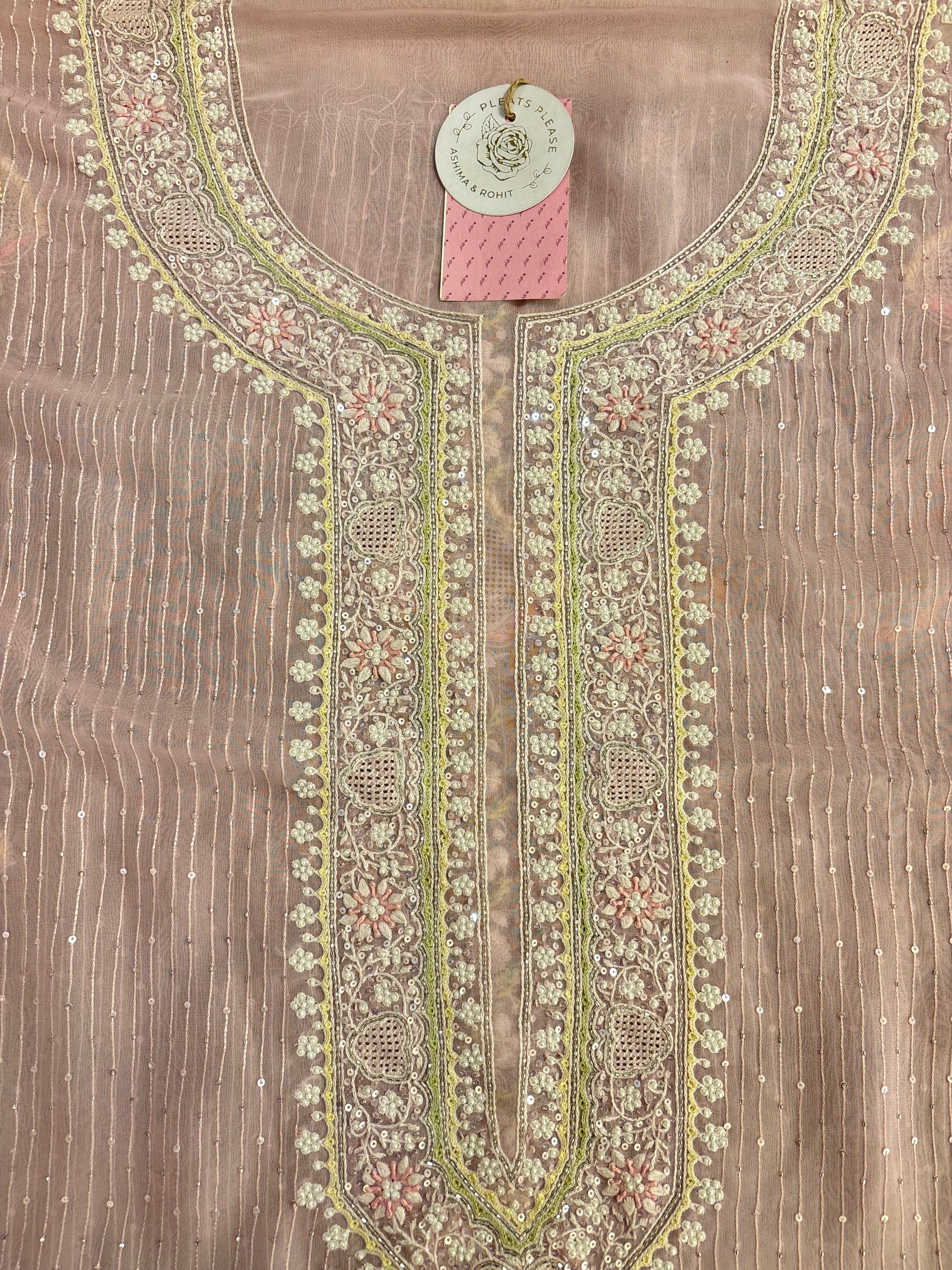 Baby Pink Pure & Premium  Georgette Chikankari Kurta & Dupatta